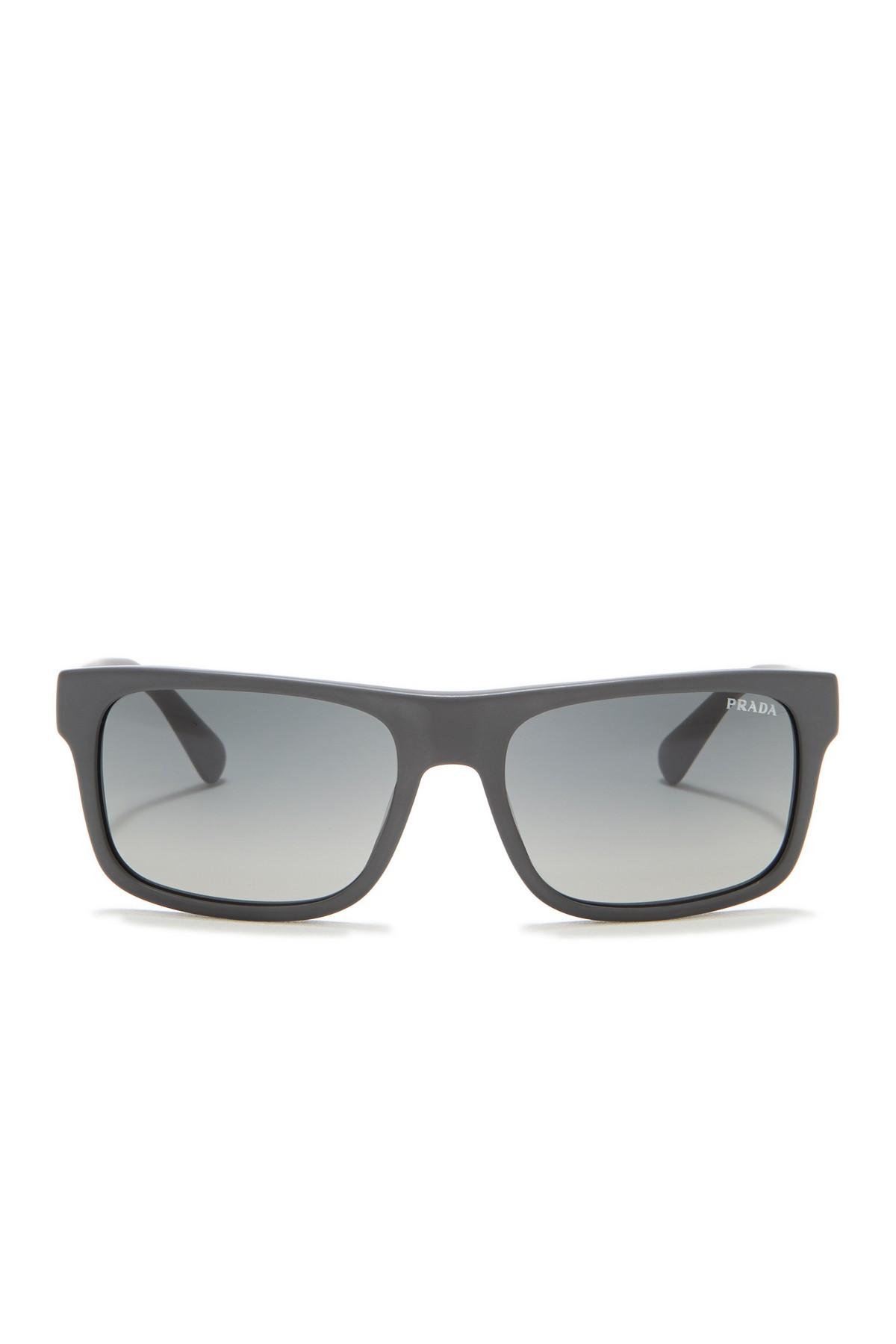 Prada 56mm Rectangle Sunglasses in Gray for Men Lyst