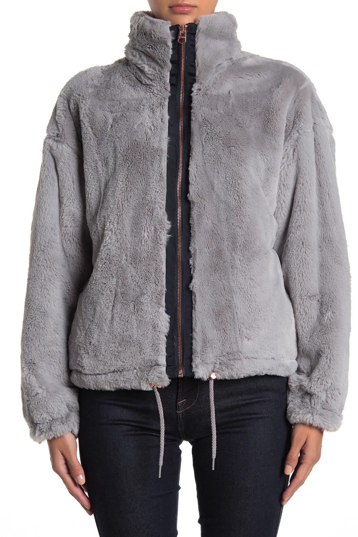 lucky brand missy short faux fur jacket