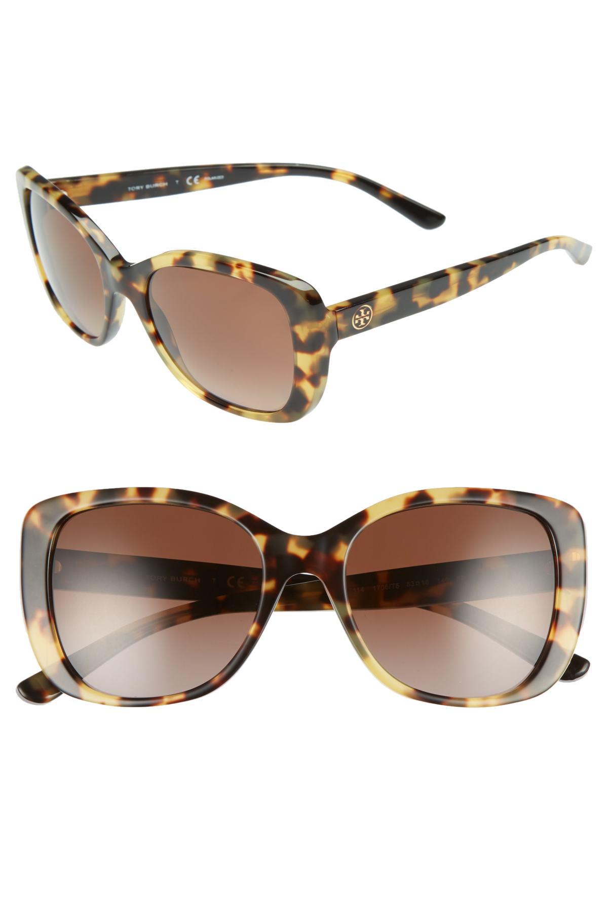 Tory Burch Gradient Rectangle Sunglasses in Brown - Lyst
