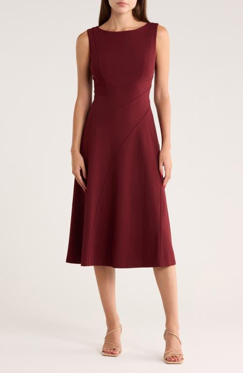 Calvin Klein Crepe Seam Midi A-Line Dress in Red | Lyst