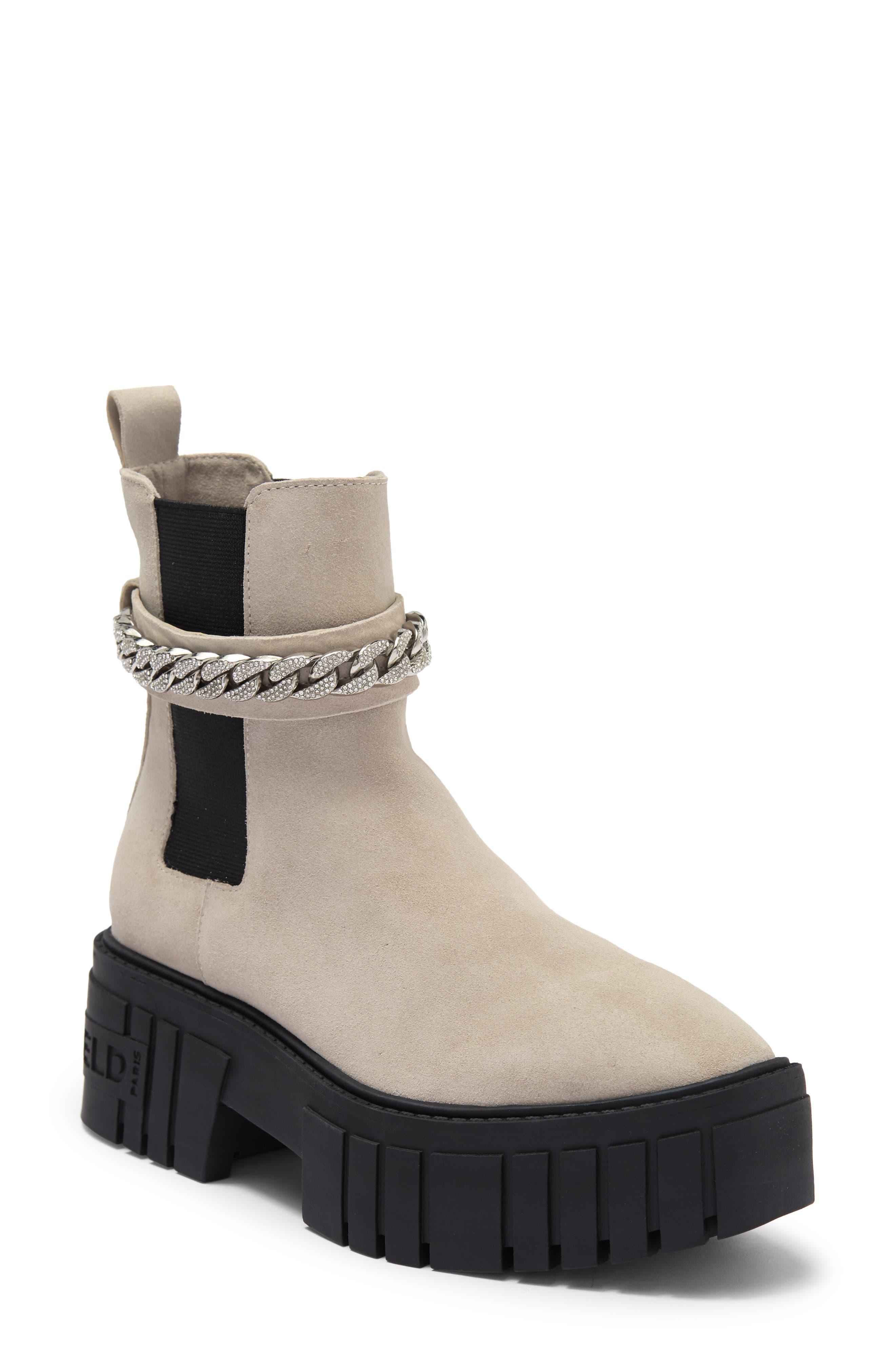 Karl Lagerfeld Reign Chain Cuff Platform Chelsea Boot in Black | Lyst
