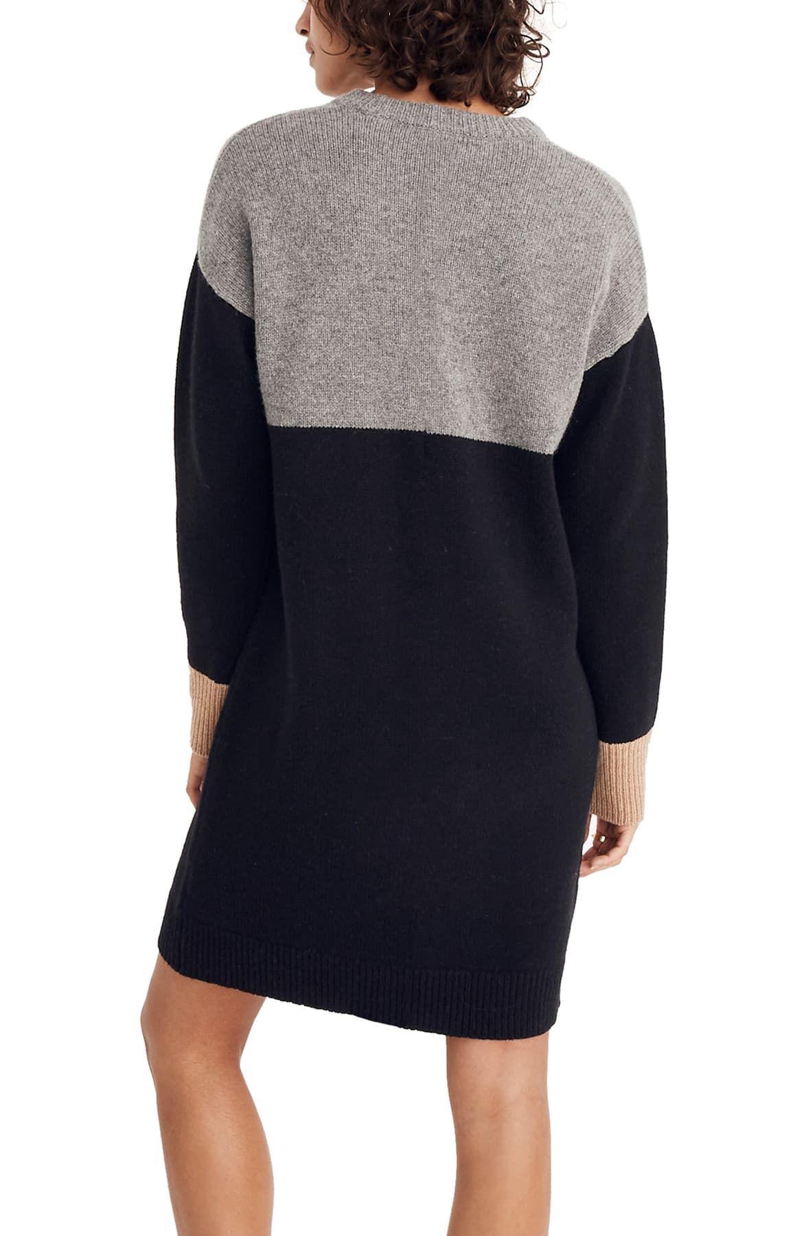 Madewell Wool Colorblock Sweater Dress in Heather Grey (Gray) - Lyst