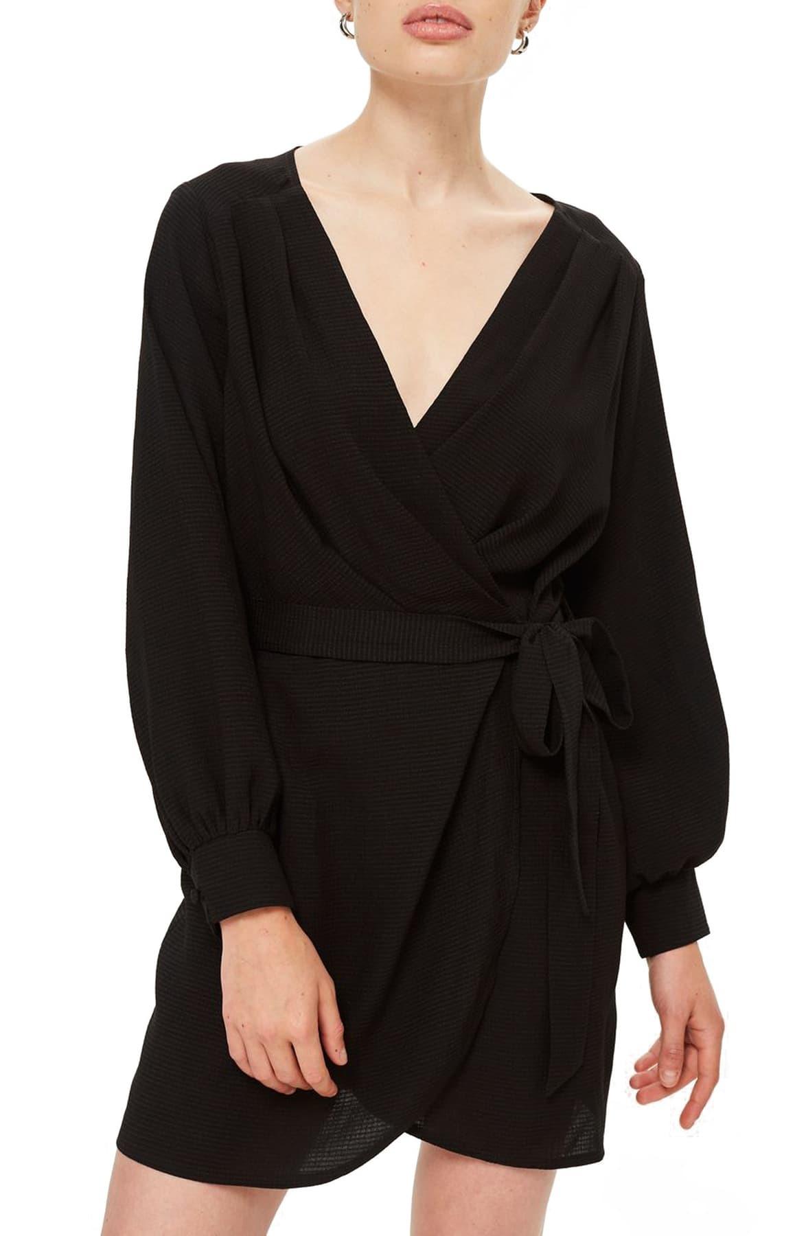 Bubble Satin Wrap Dress in Black Lyst