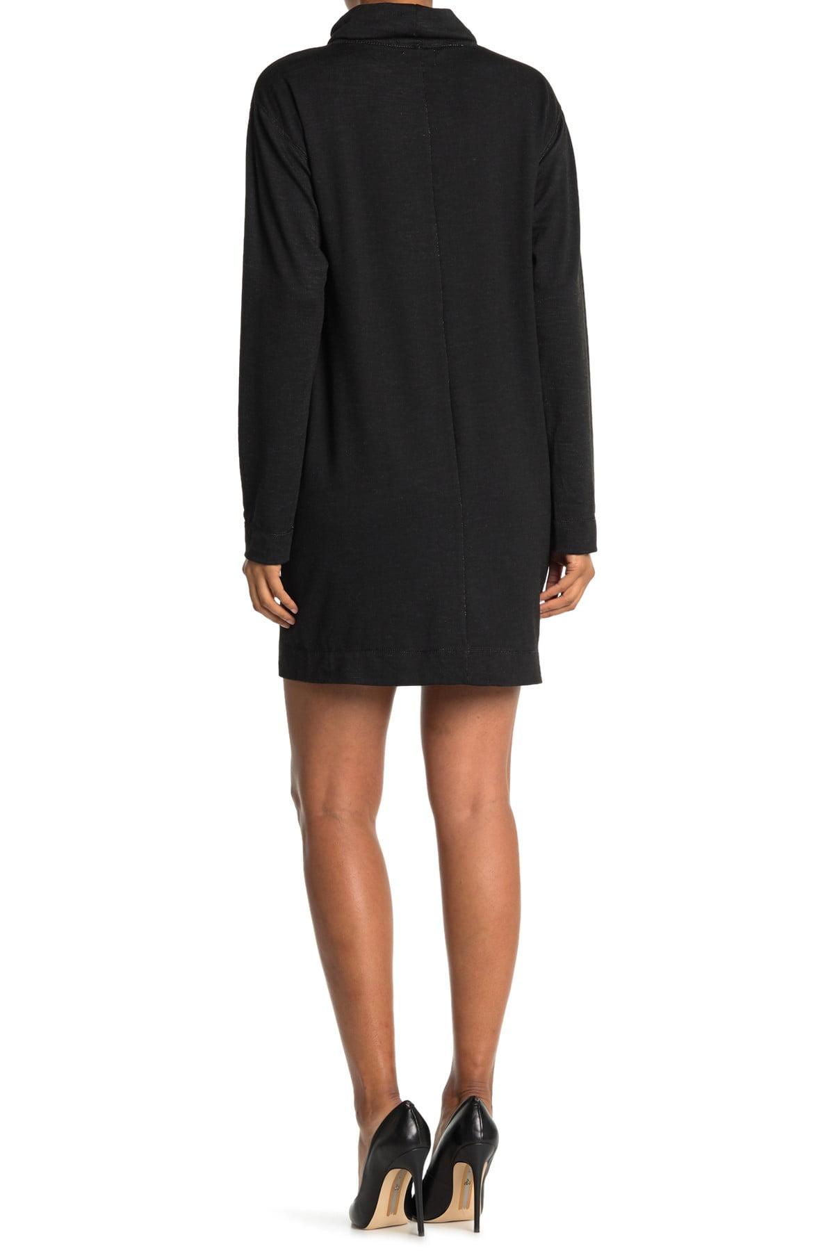 Max Studio Synthetic Drawstring Cowl Neck Knit Dress in Black - Lyst