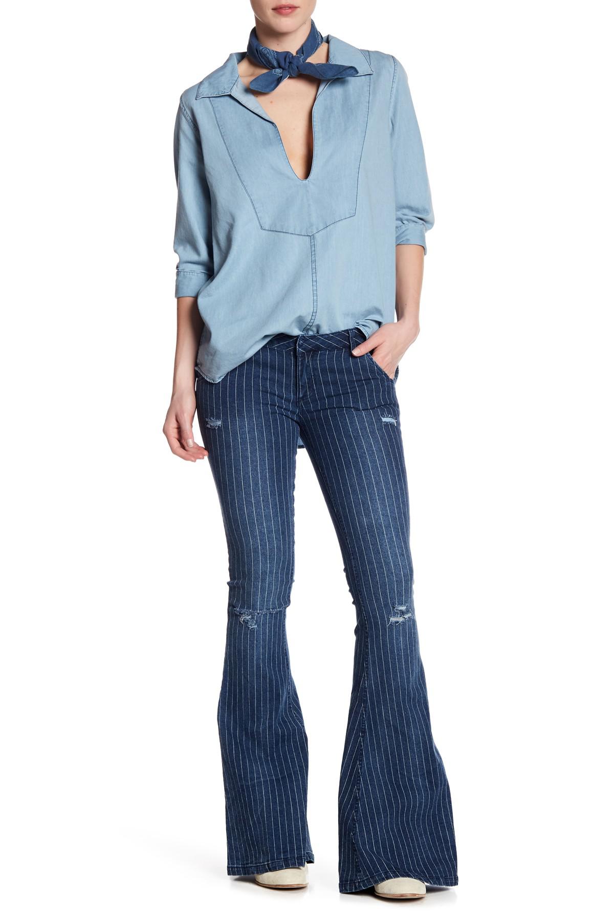 pinstripe flare jeans