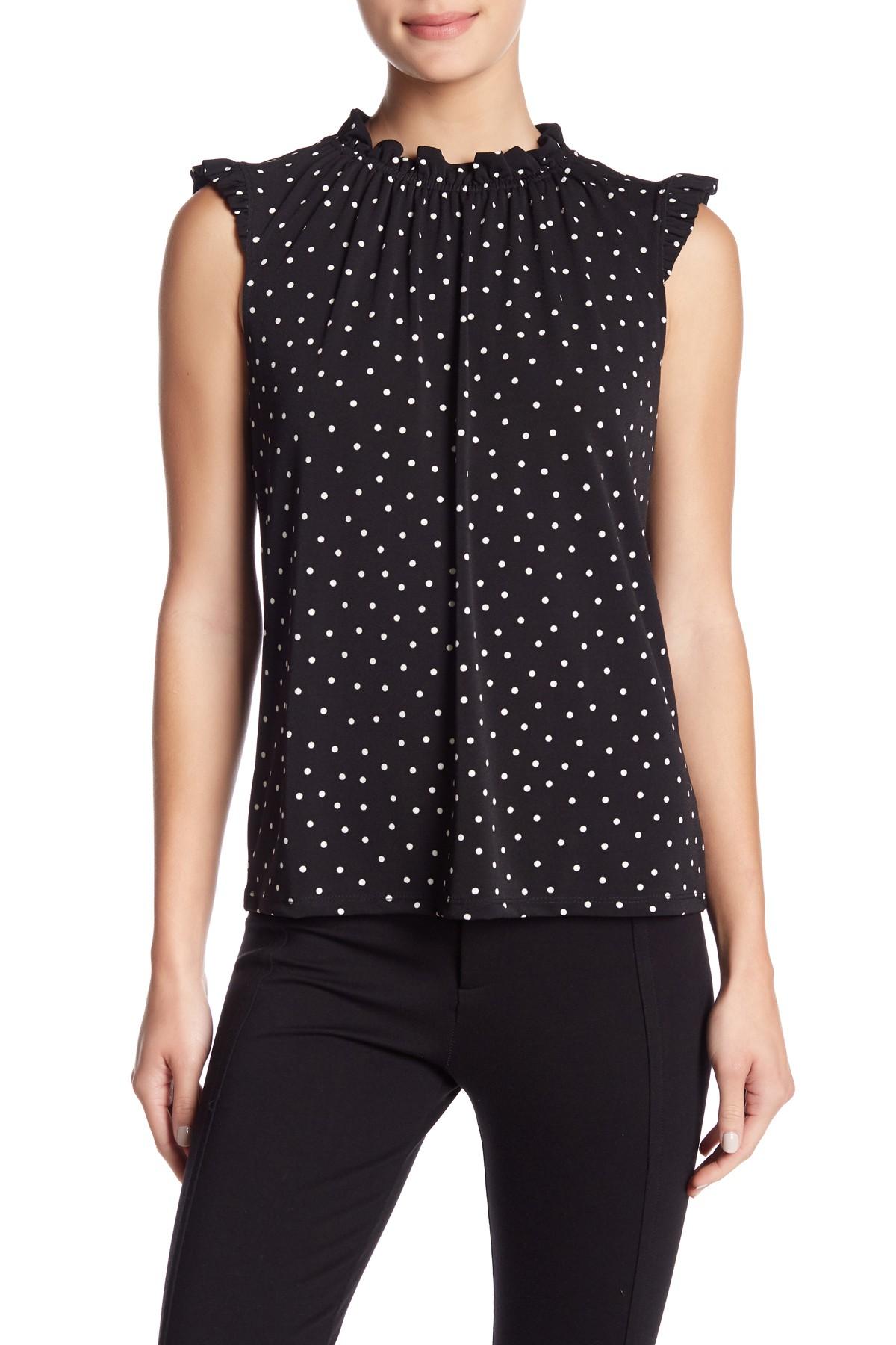 RUFFLED POLKA DOT SHIRT