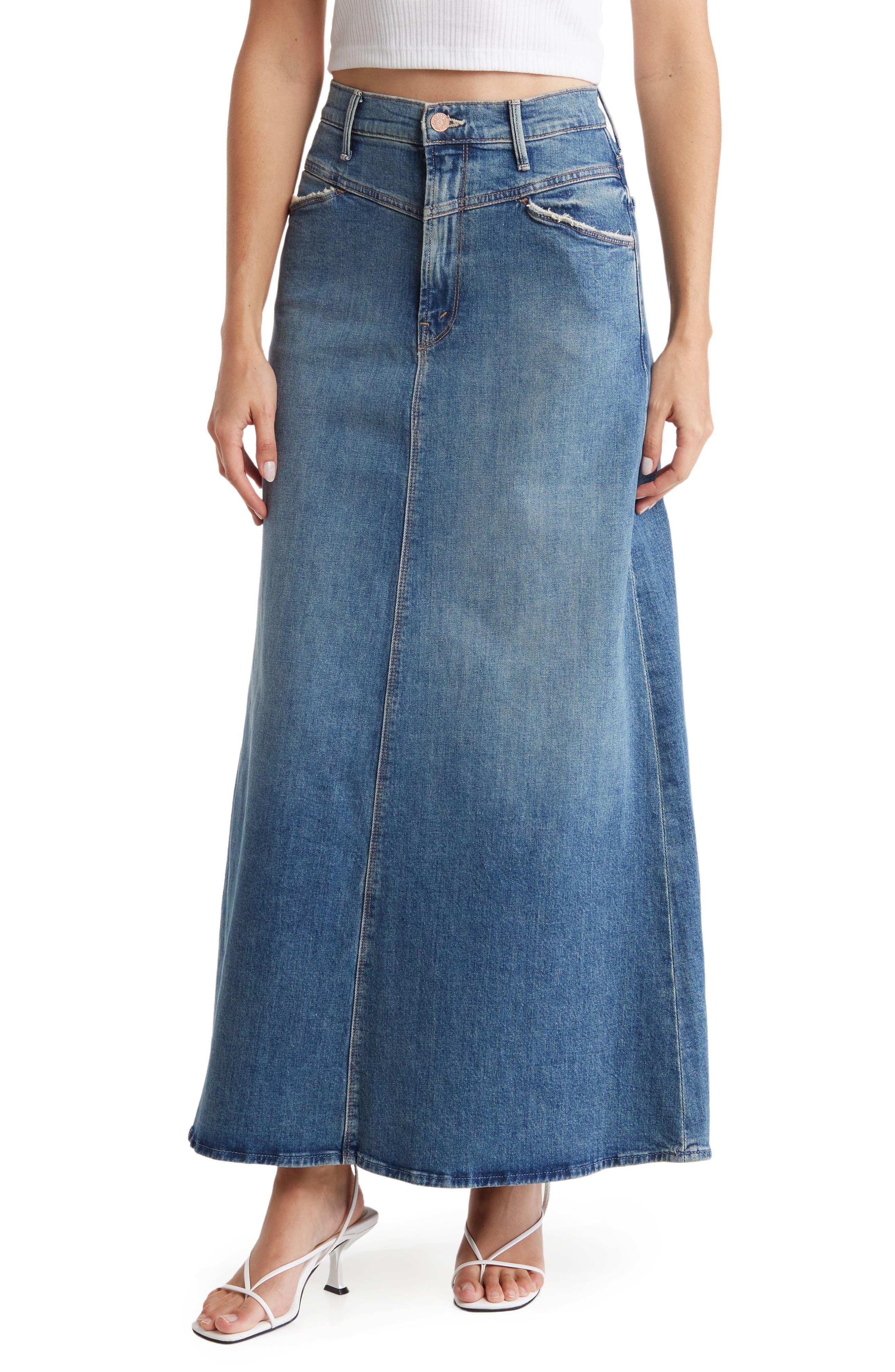 Mother Denim Maxi Skirt in Blue Lyst