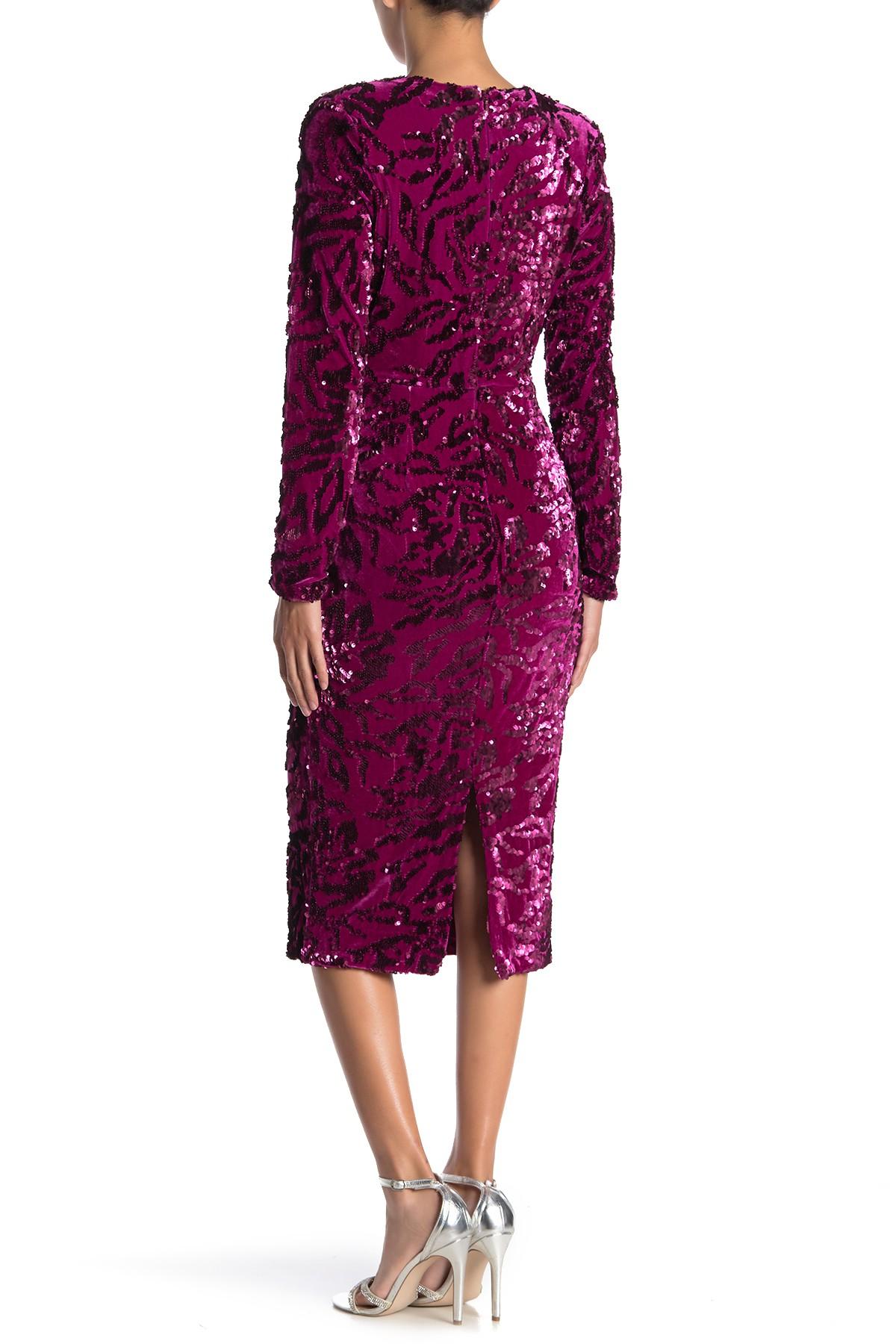 dress the population elizabeth plunge midi dress