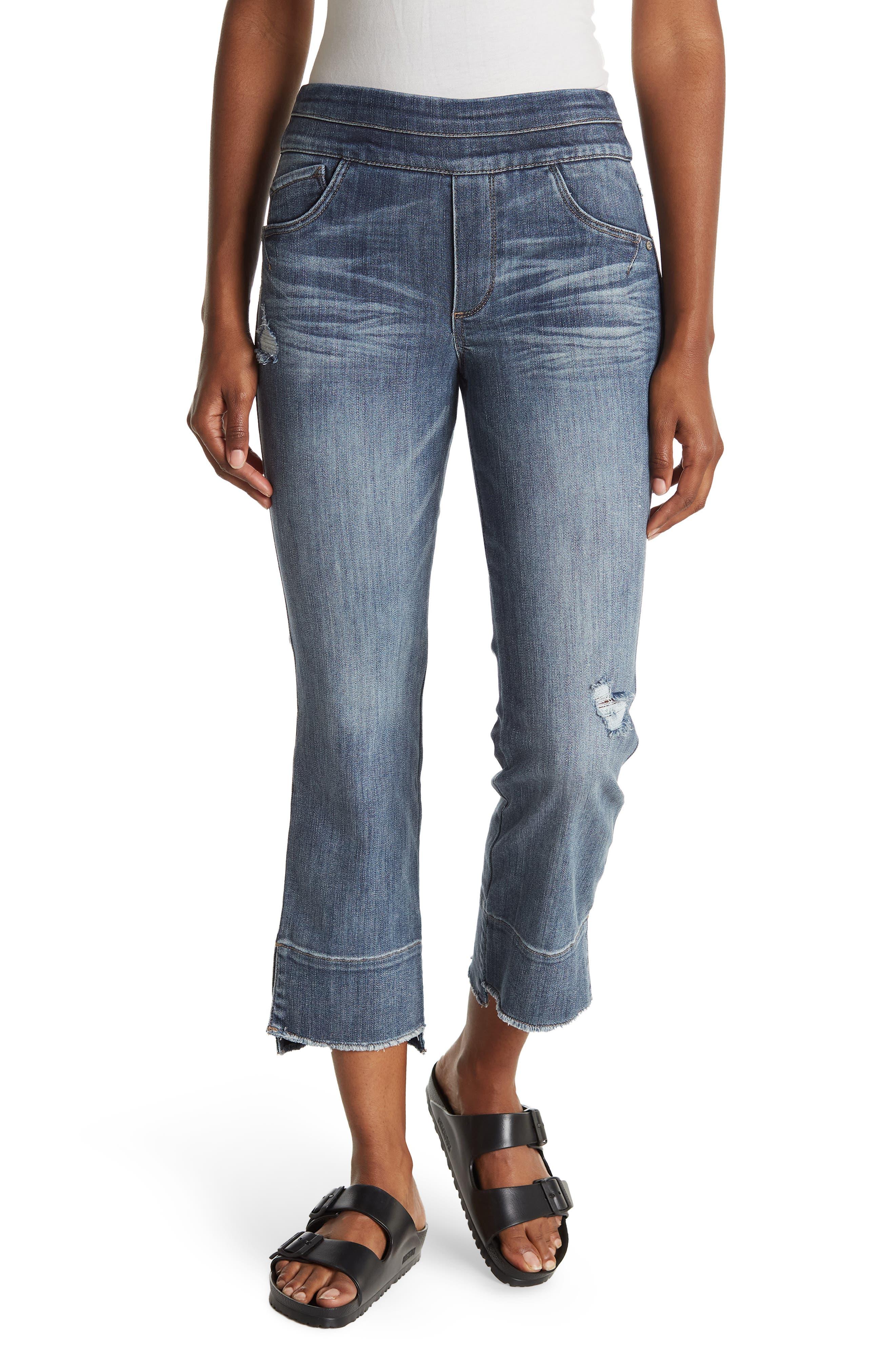 Democracy Ab Tech Glider Pull-on Kick Flare Crop Jeans in Blue | Lyst