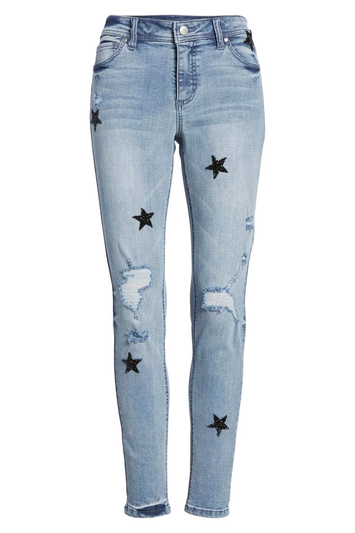 star embellished jeans