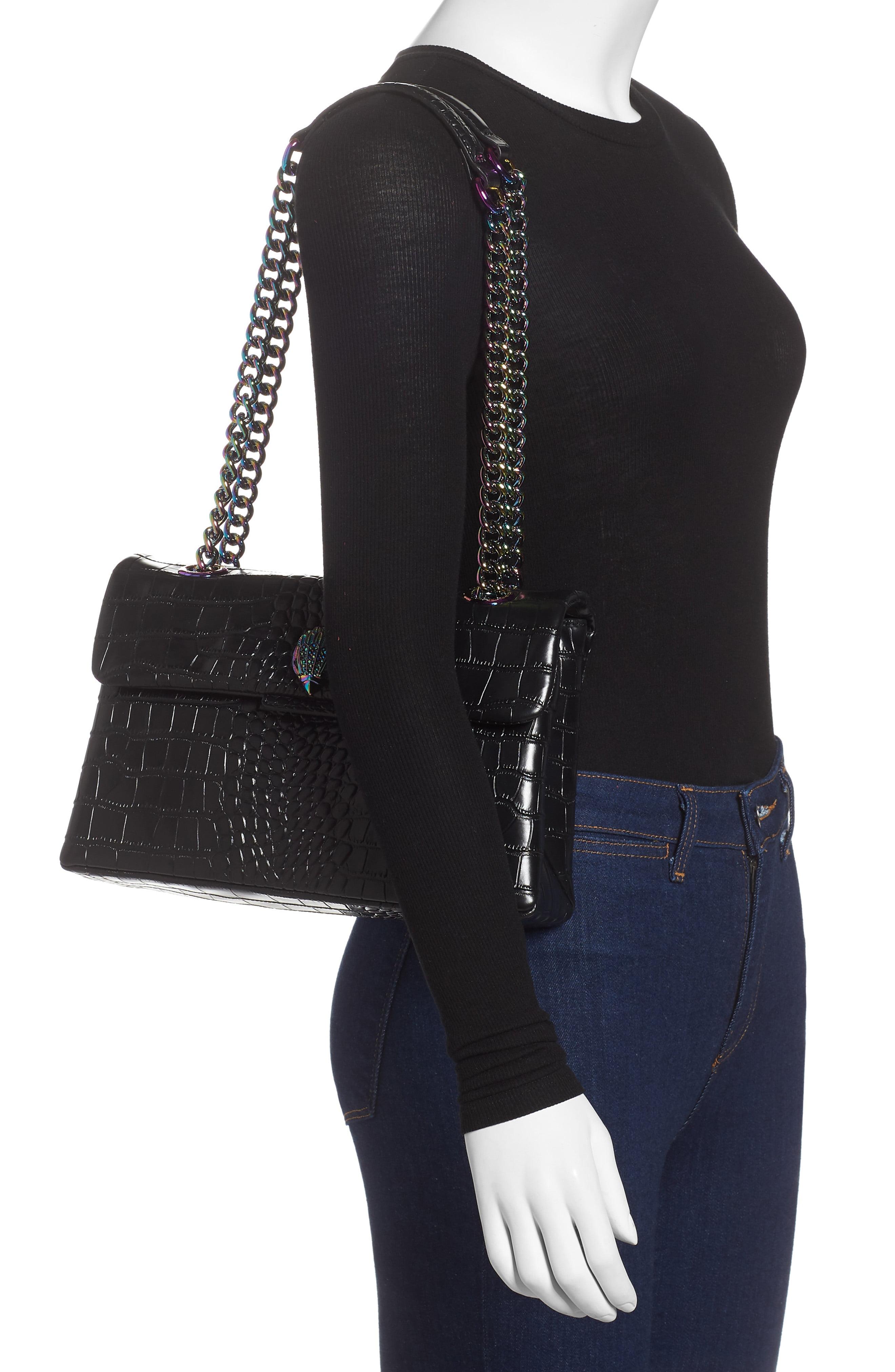 large kensington croc embossed leather shoulder bolsa