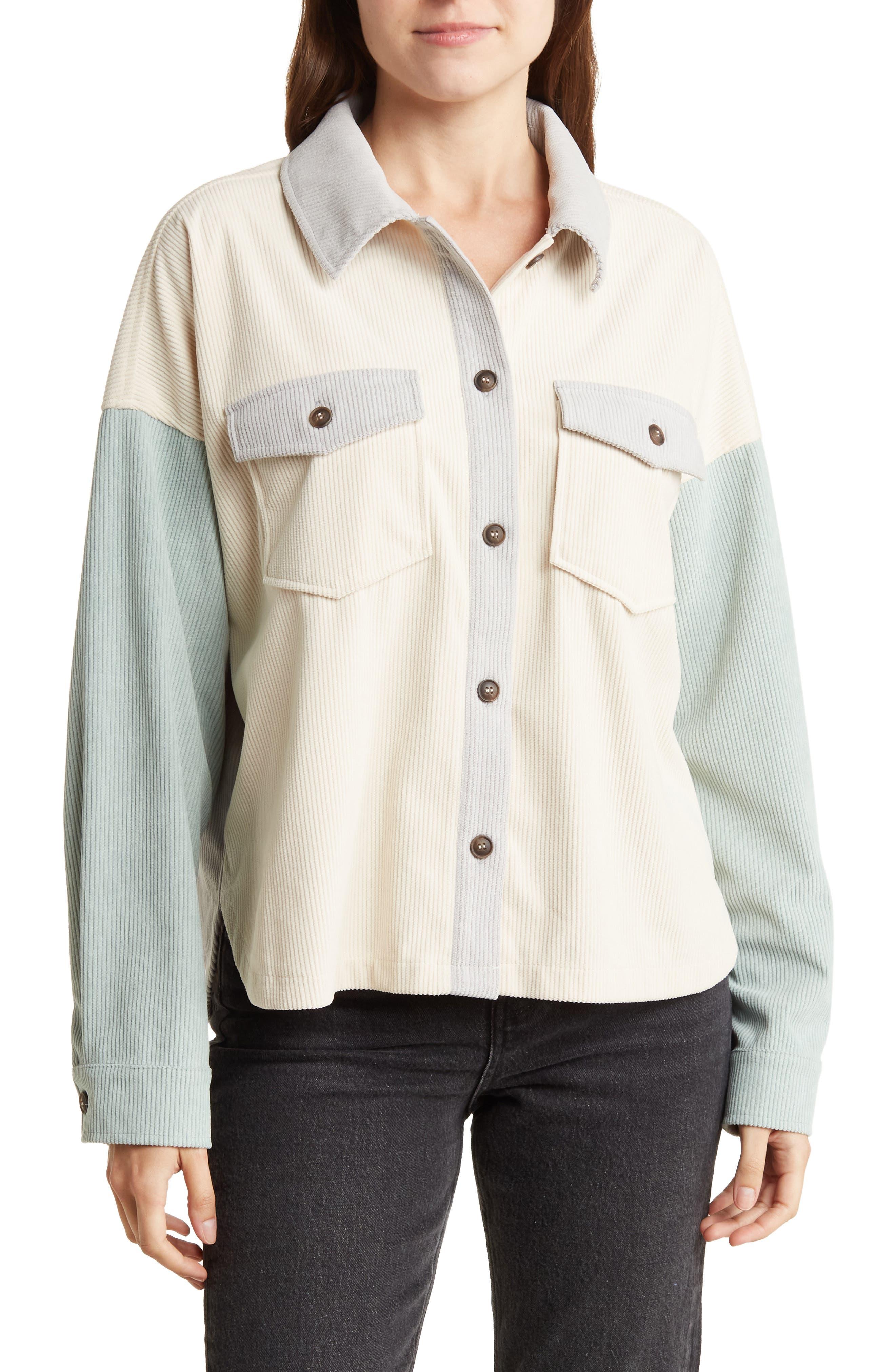 Thread & Supply Colorblock Corduroy Shirt Jacket in Natural | Lyst