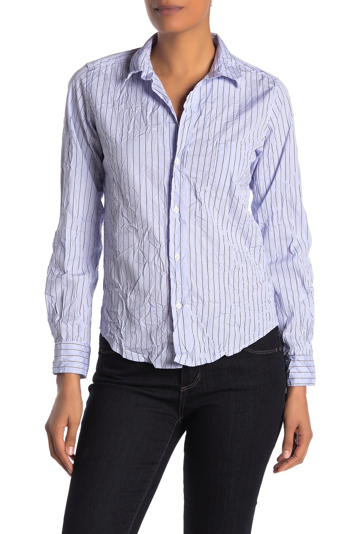 Frank & Eileen Cotton Barry Signature Crinkled Front Button Stripe ...