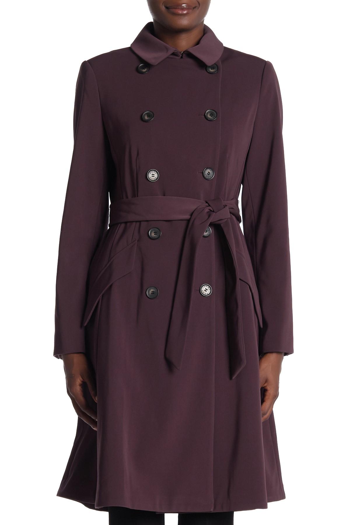 DKNY Synthetic Double Breasted Trench Coat in Purple - Lyst