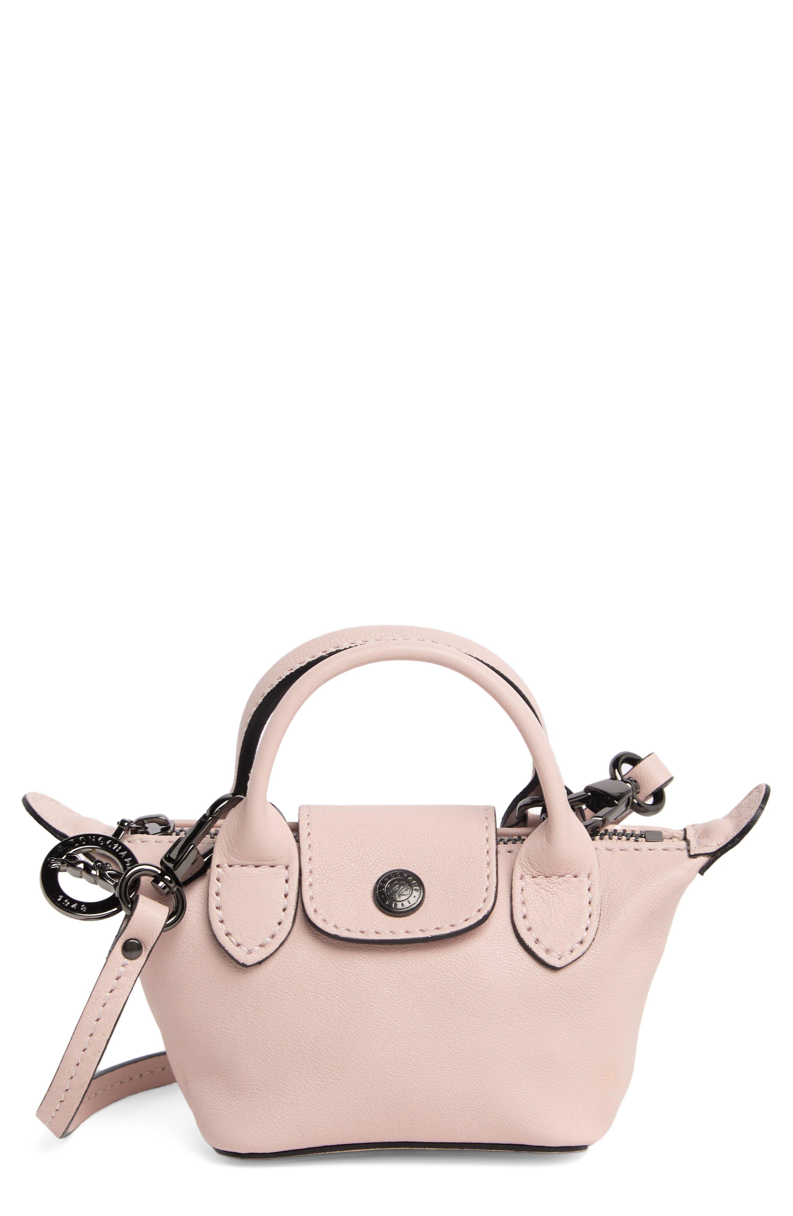 Longchamp Le Pliage Leather Top Handle Crossbody Bag in Pink | Lyst