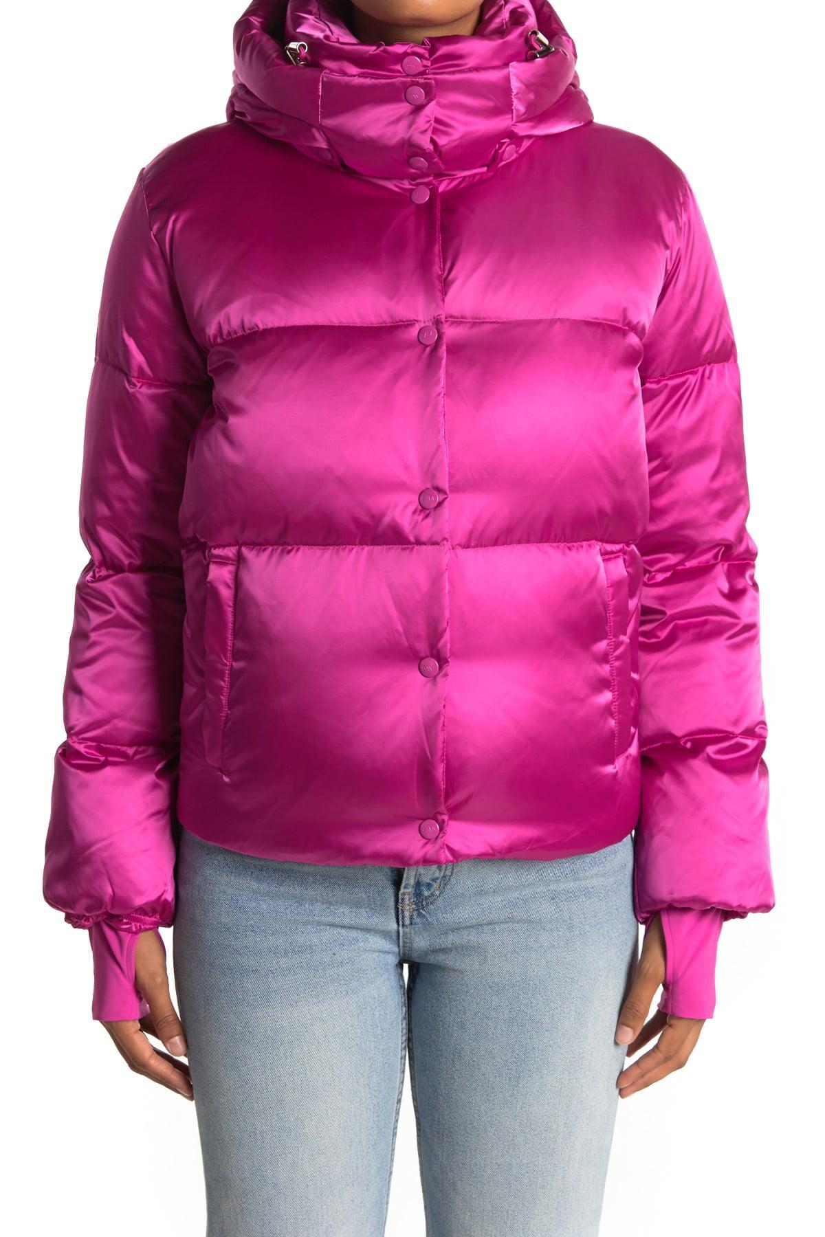 Sam Sydney Satin Hooded Down Puffer Jacket In Hot Pink Pink Lyst
