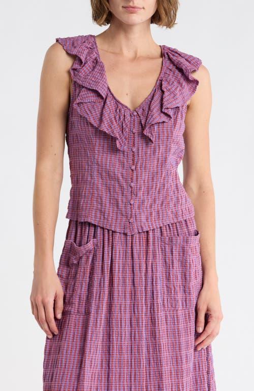 Melrose and Market Ruffle V-Neck Sleeveless Top in Purple