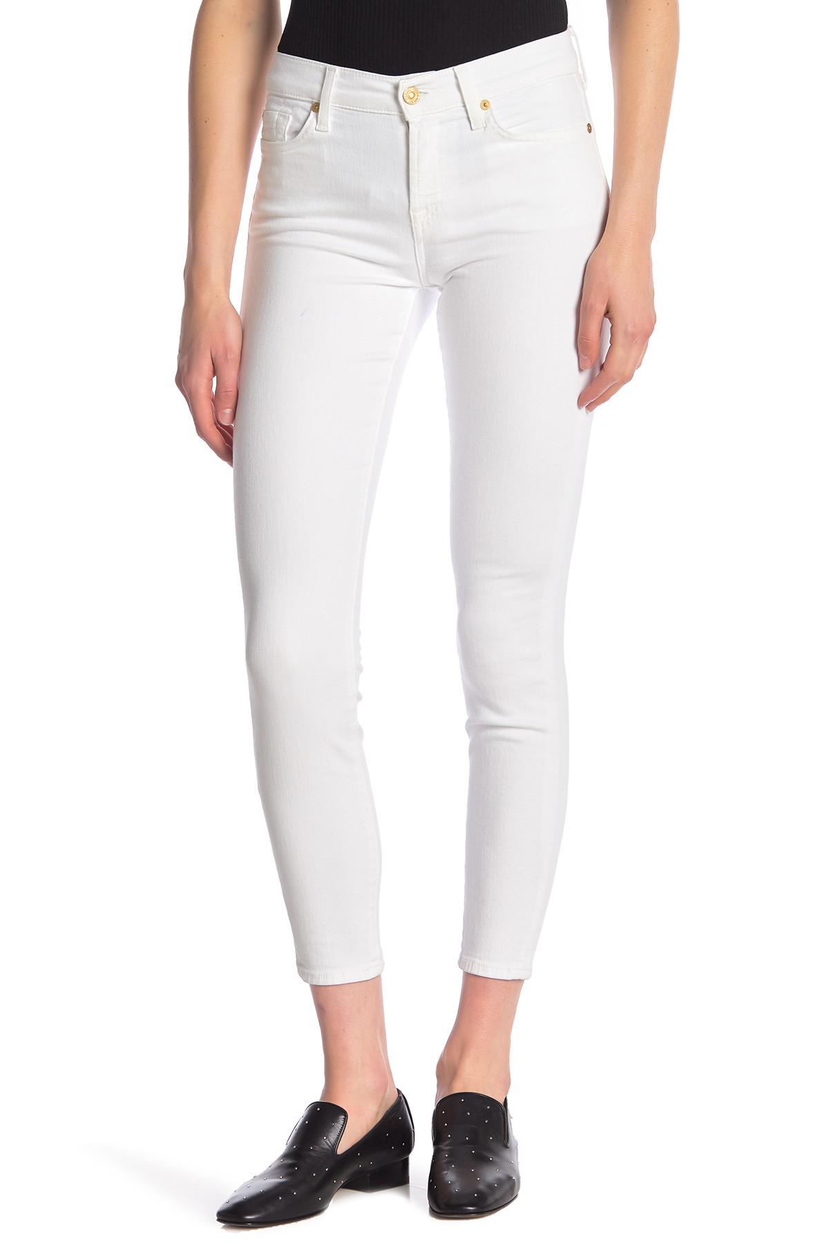 7 For All Mankind Denim High Waist Gwenevere Skinny Jeans in White - Lyst