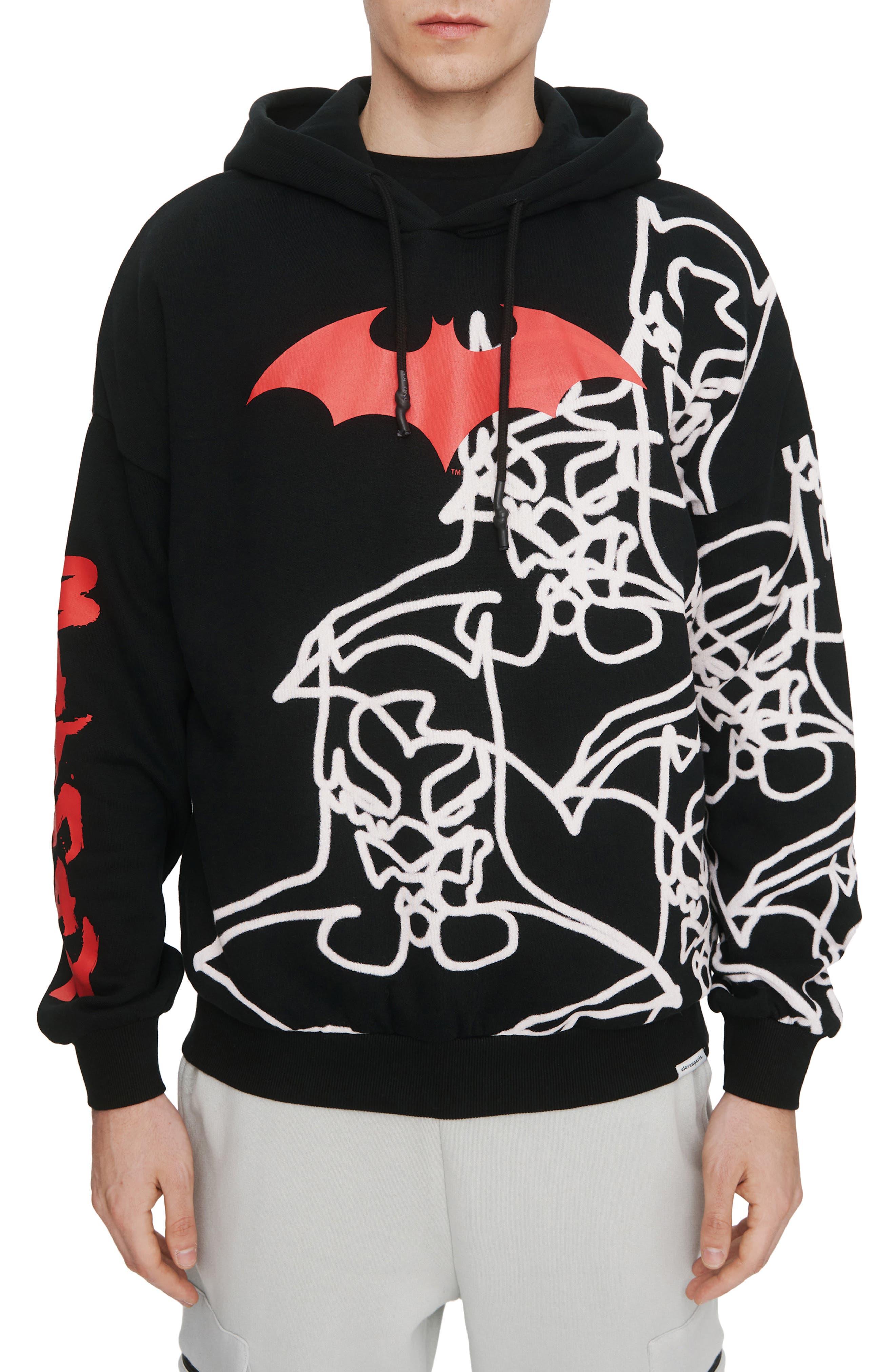 ELEVEN PARIS Batman Fleece Graphic Hoodie In Jet Black At
