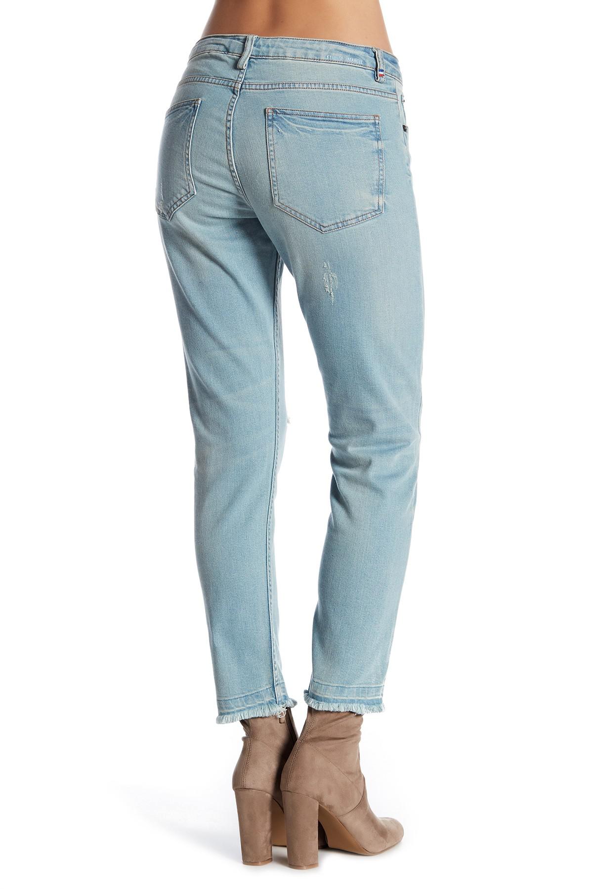 frayed hem boyfriend jeans