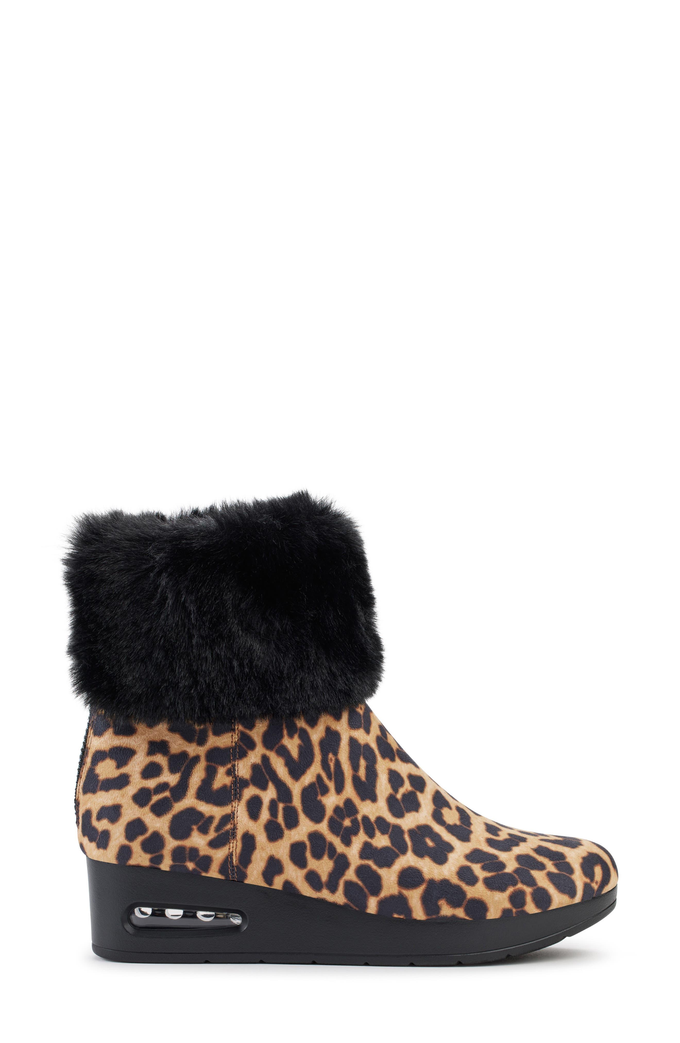 DKNY Faux Fur Cuff Wedge Bootie in Black Lyst