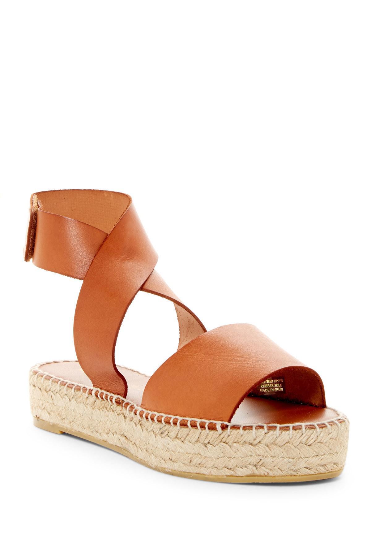 Bettye Muller Seven Leather Ankle Strap Platform Espadrille Sandals in