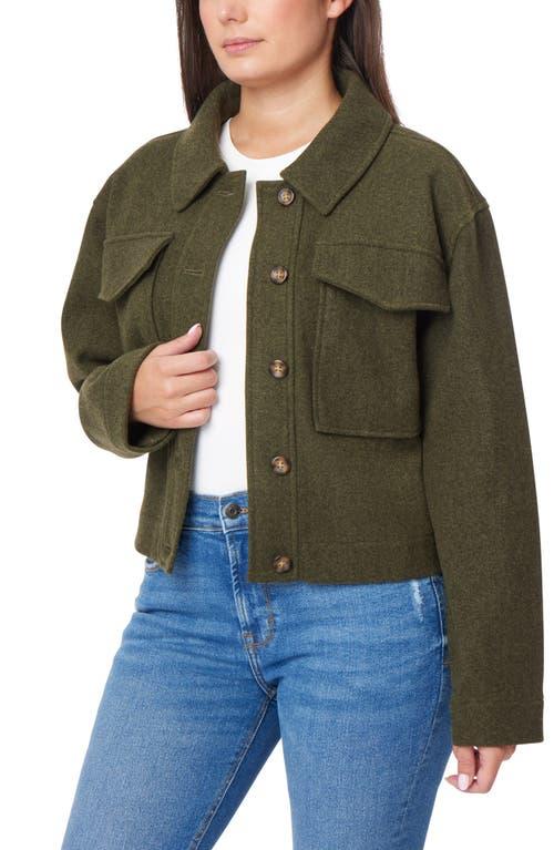 Kensie Boxy Cropped Polyester Shirt Jacket in Green Lyst