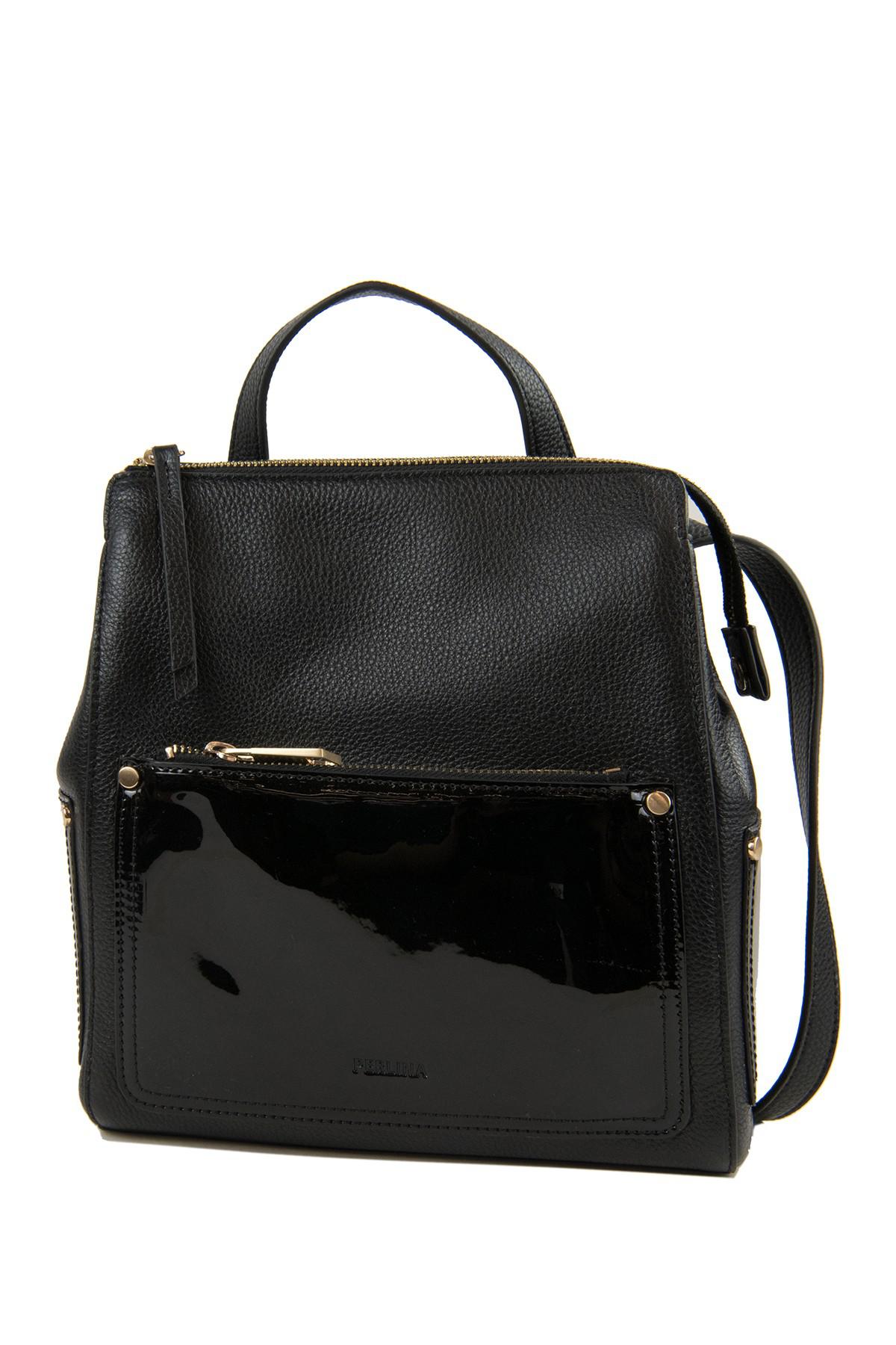 perlina black leather backpack