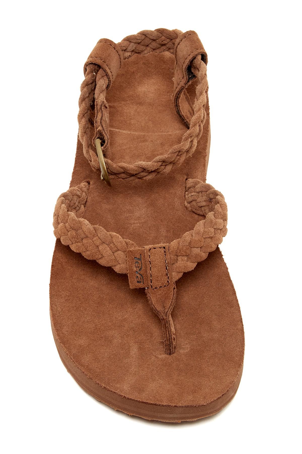 Teva Original Suede Braid Thong Sandal in Brown | Lyst