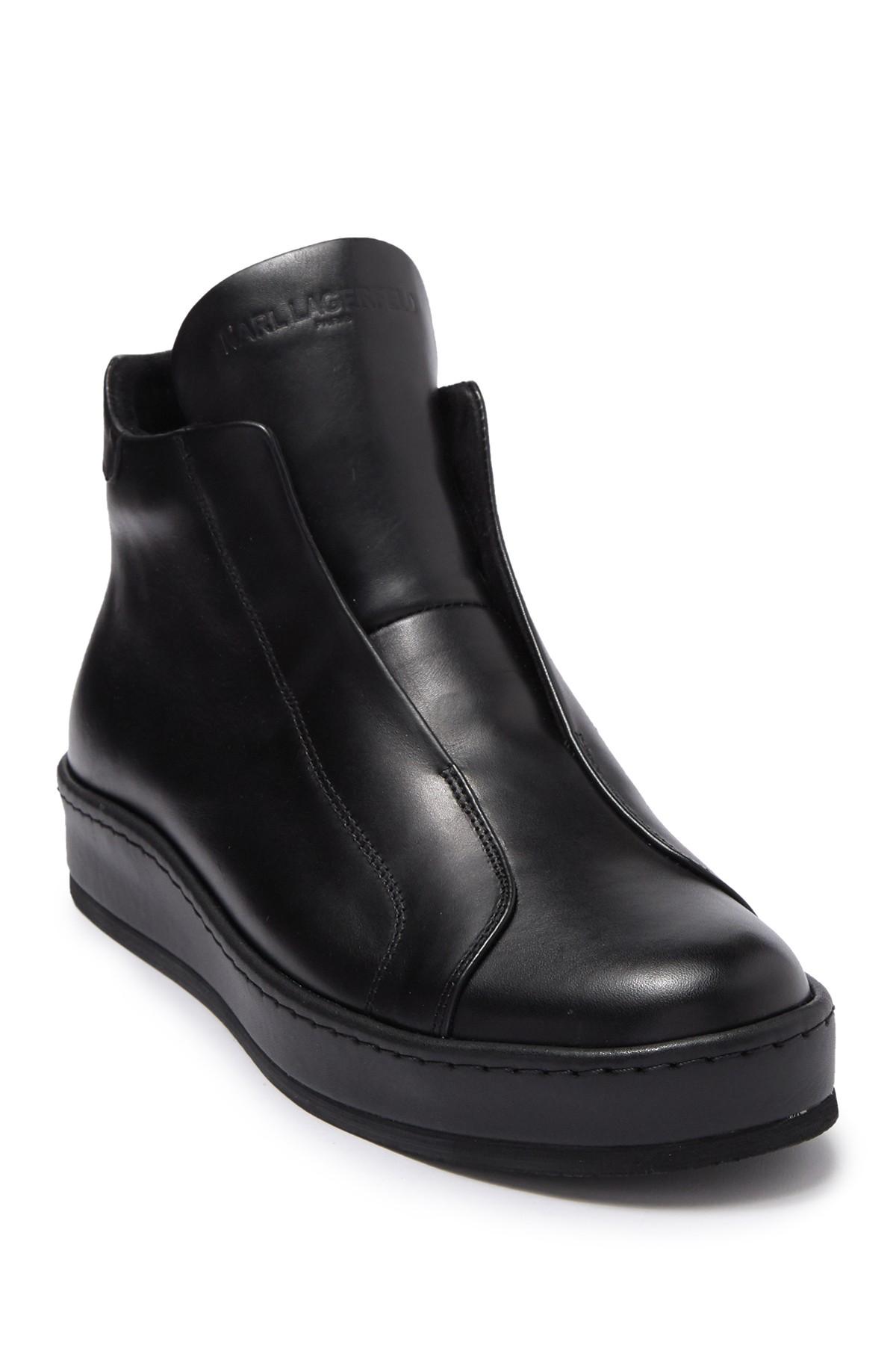 Karl Lagerfeld Leather High Top Sneaker in Black for Men Lyst
