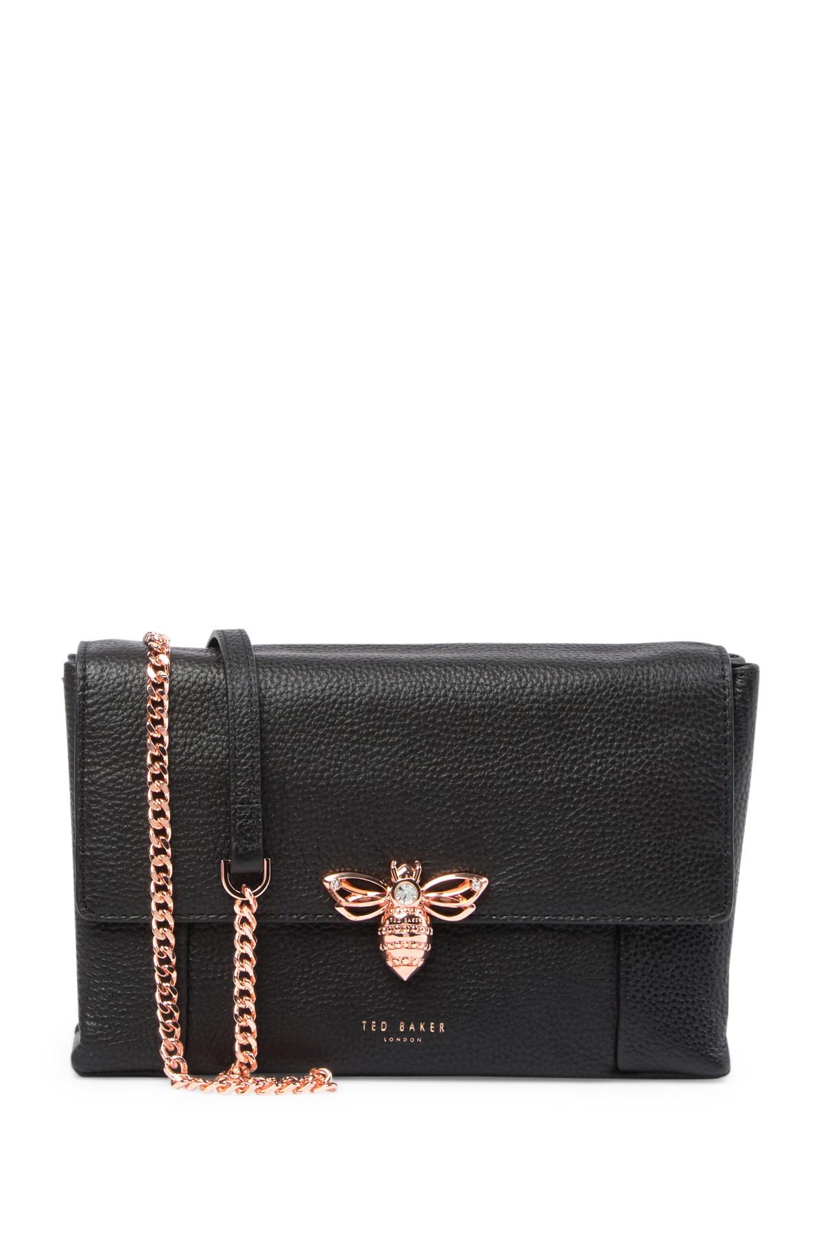 Ted Baker Leather Zzlee Bee Embellished Crossbody Bag in Black - Lyst