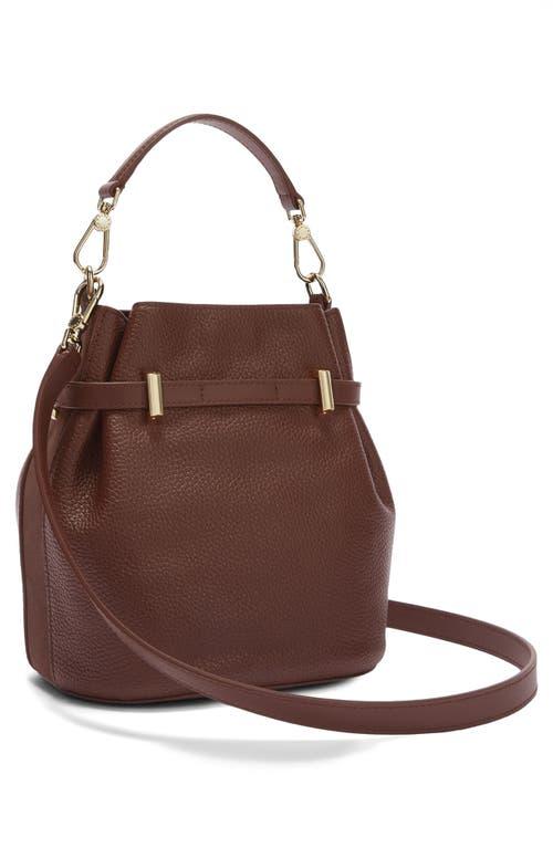 Furla Aura Mini Drawstring Leather Bucket Bag in Brown | Lyst