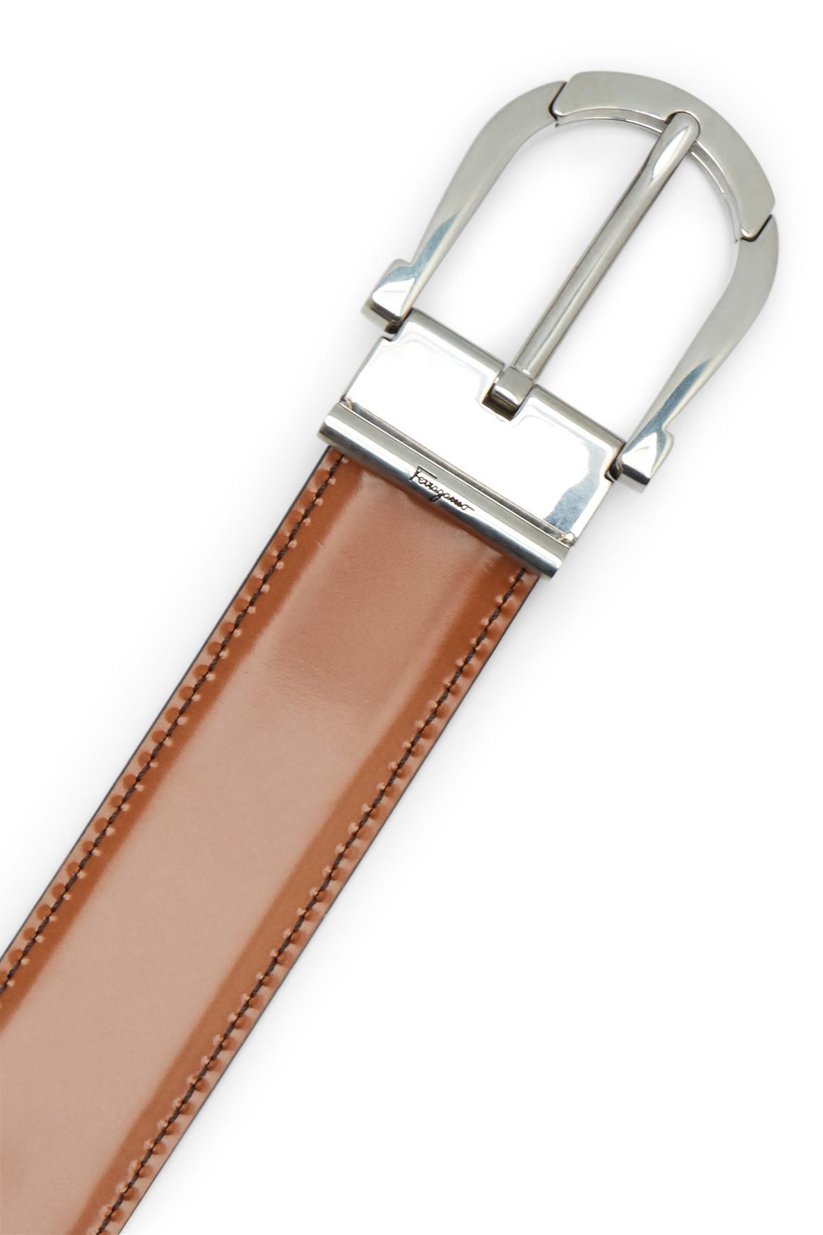 Ferragamo Shiny Lux Leather Belt in Nero (Black) for Men Lyst
