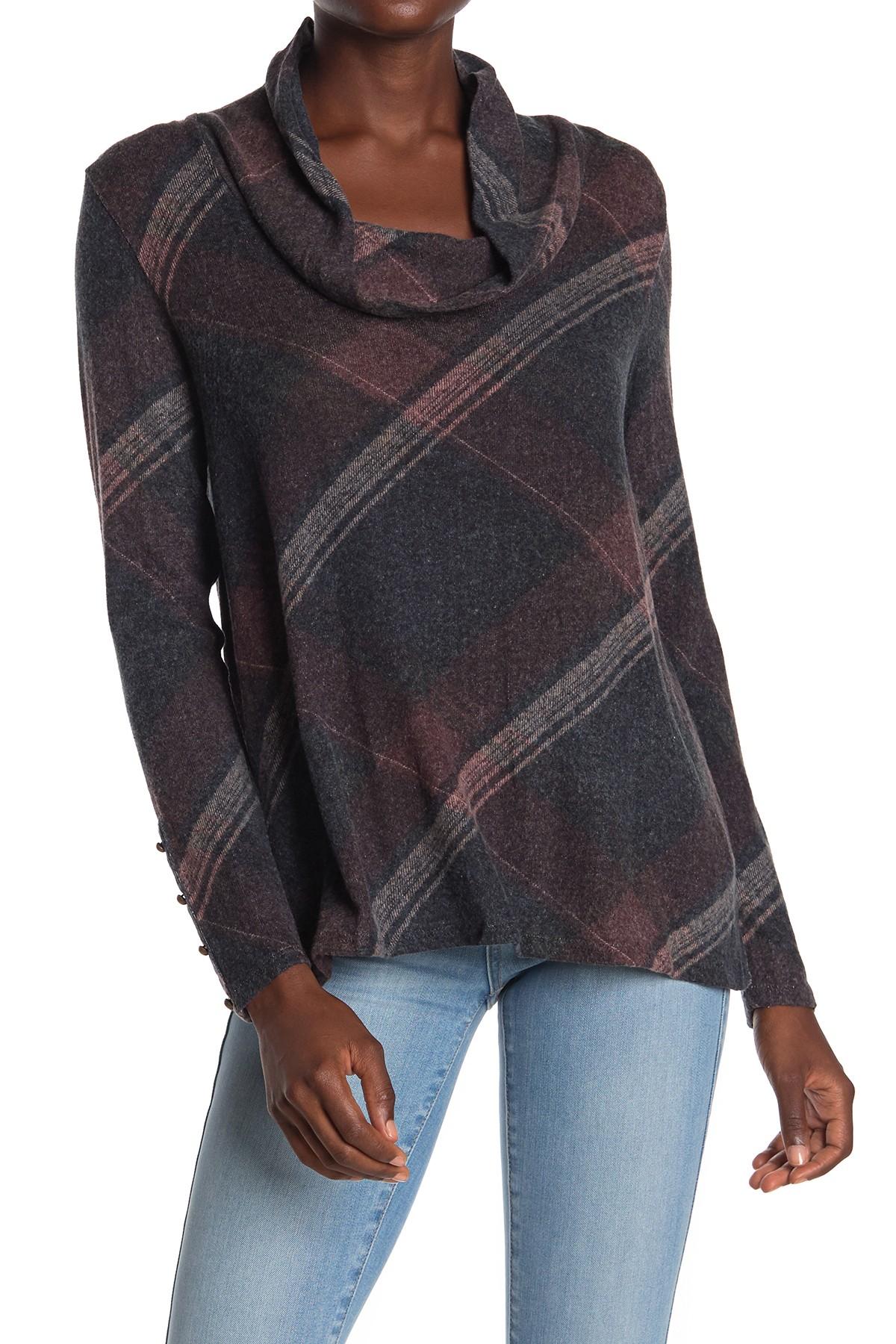 Bobeau Synthetic Cowl Neck Knit Top Lyst