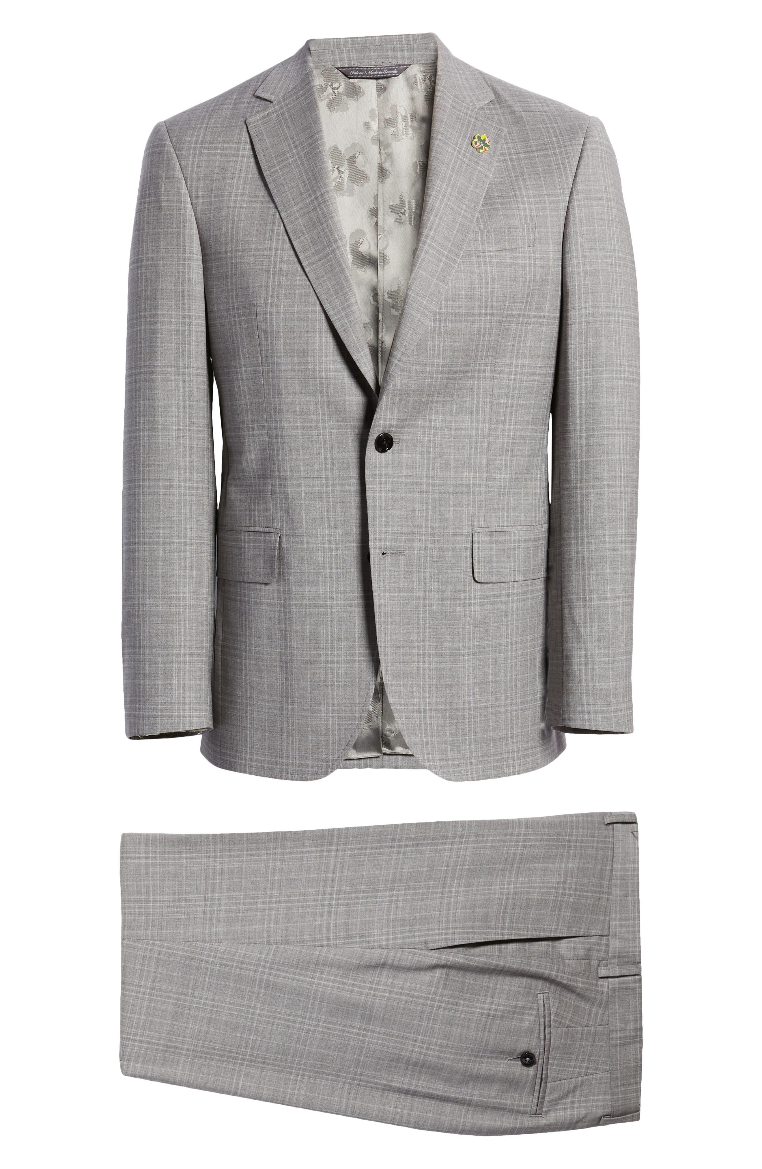 Ted Baker Jay Slim Fit Windowpant Wool Suit In Light Grey At Nordstrom Rack  in Gray for Men | Lyst