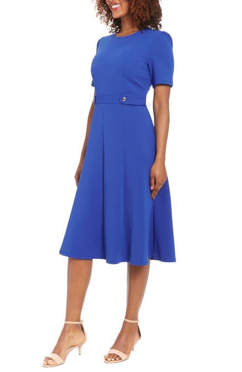 London Times Side Tab Fit & Flare Dress in Blue | Lyst