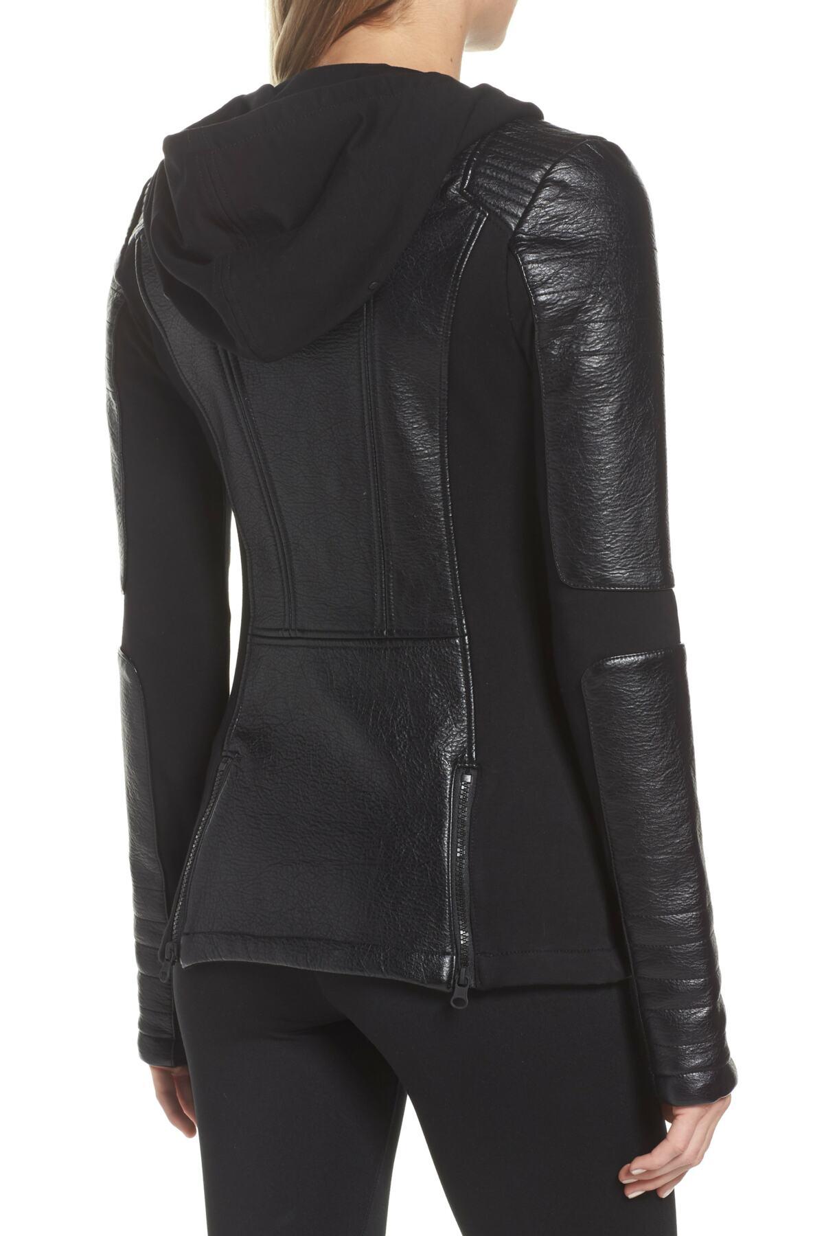 blanc noir hooded moto jacket