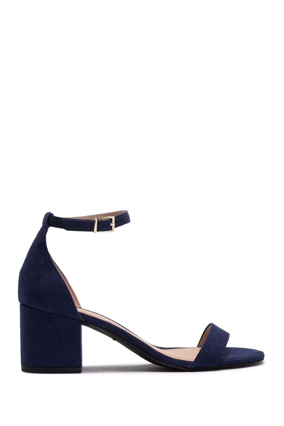 navy blue low heel sandals