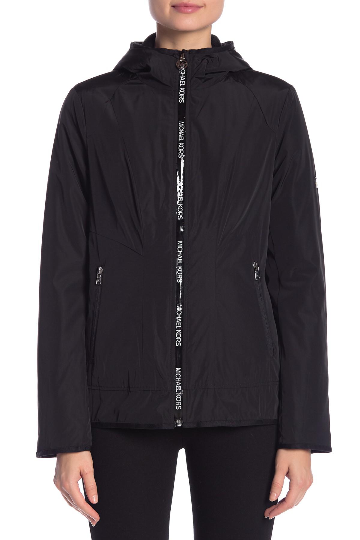 Michael Kors Synthetic Plush Lined Windbreaker Jacket in Black - Lyst