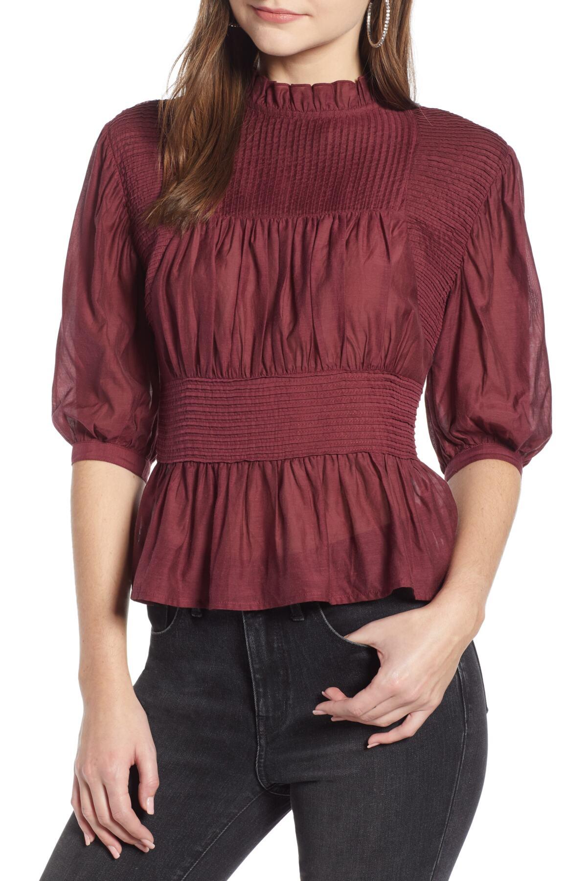 Something navy pleated peplum top Clearance