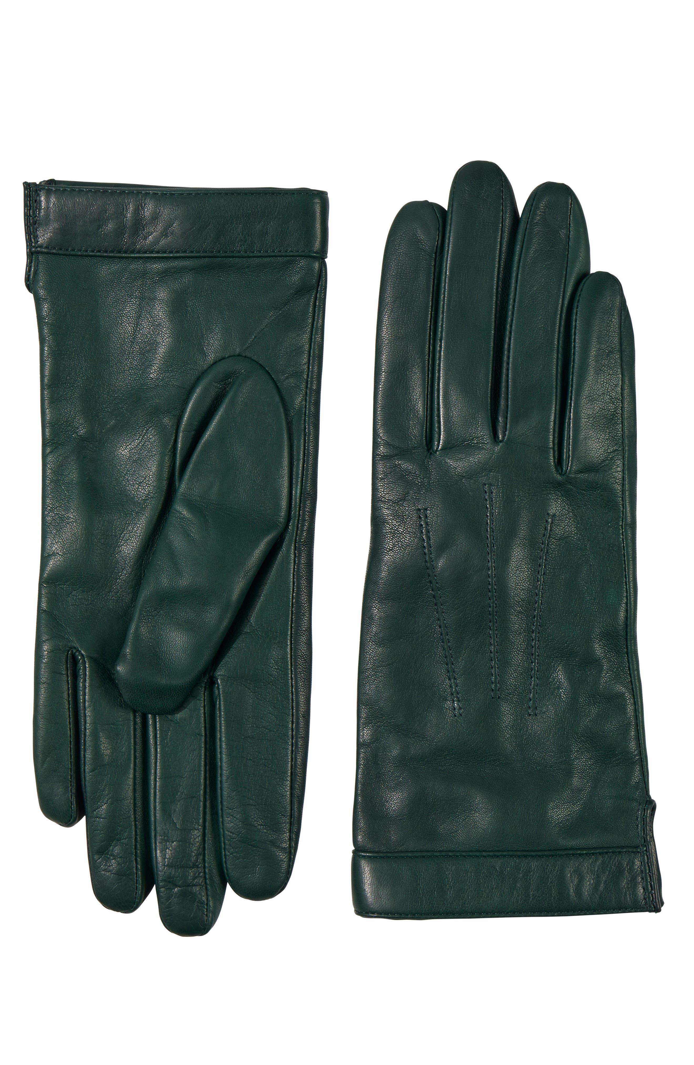 Bruno Magli Cashmere Lined Leather Gloves in Green Lyst