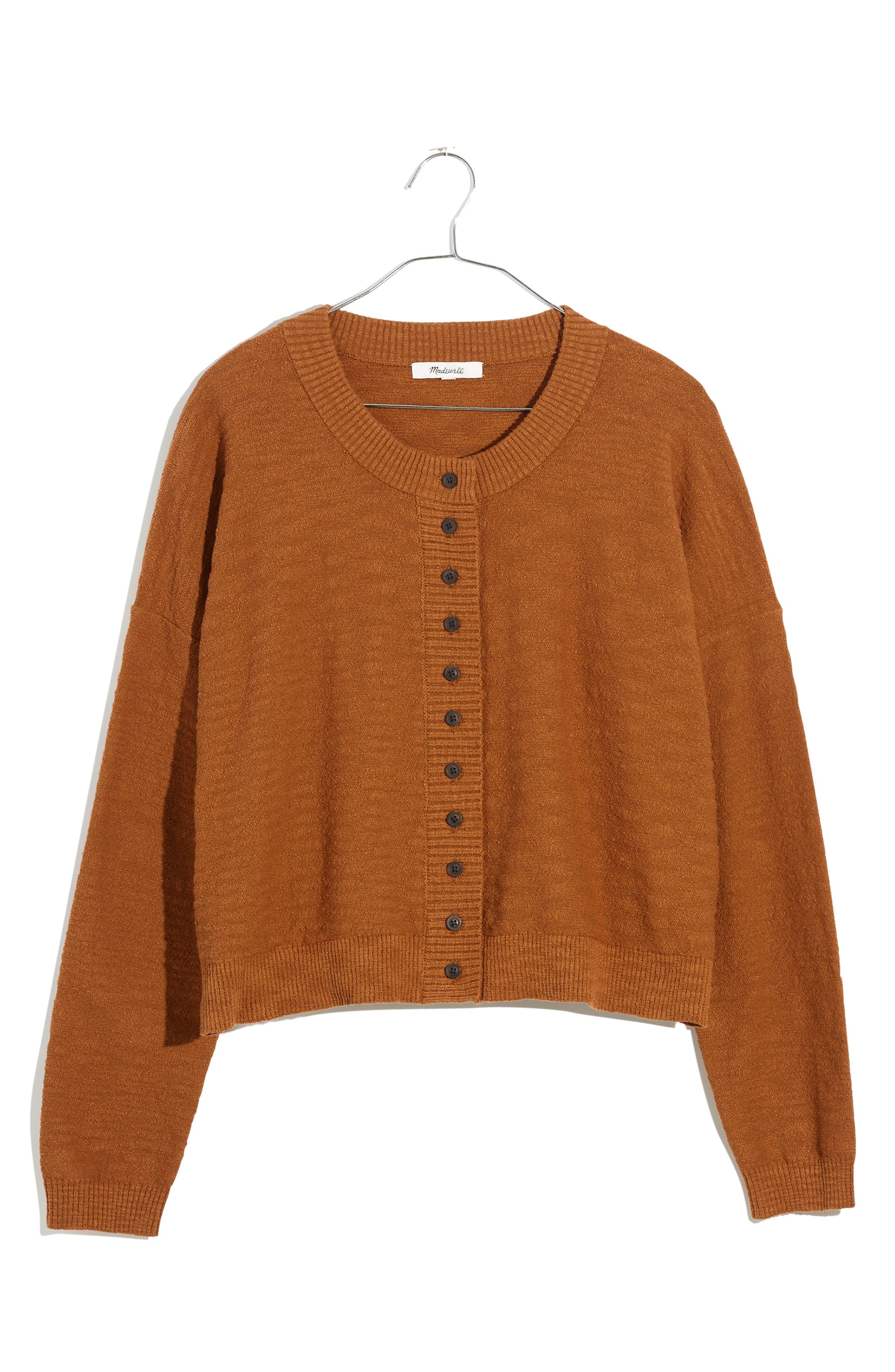 Madewell Brampton Crop Cardigan Sweater in Brown | Lyst
