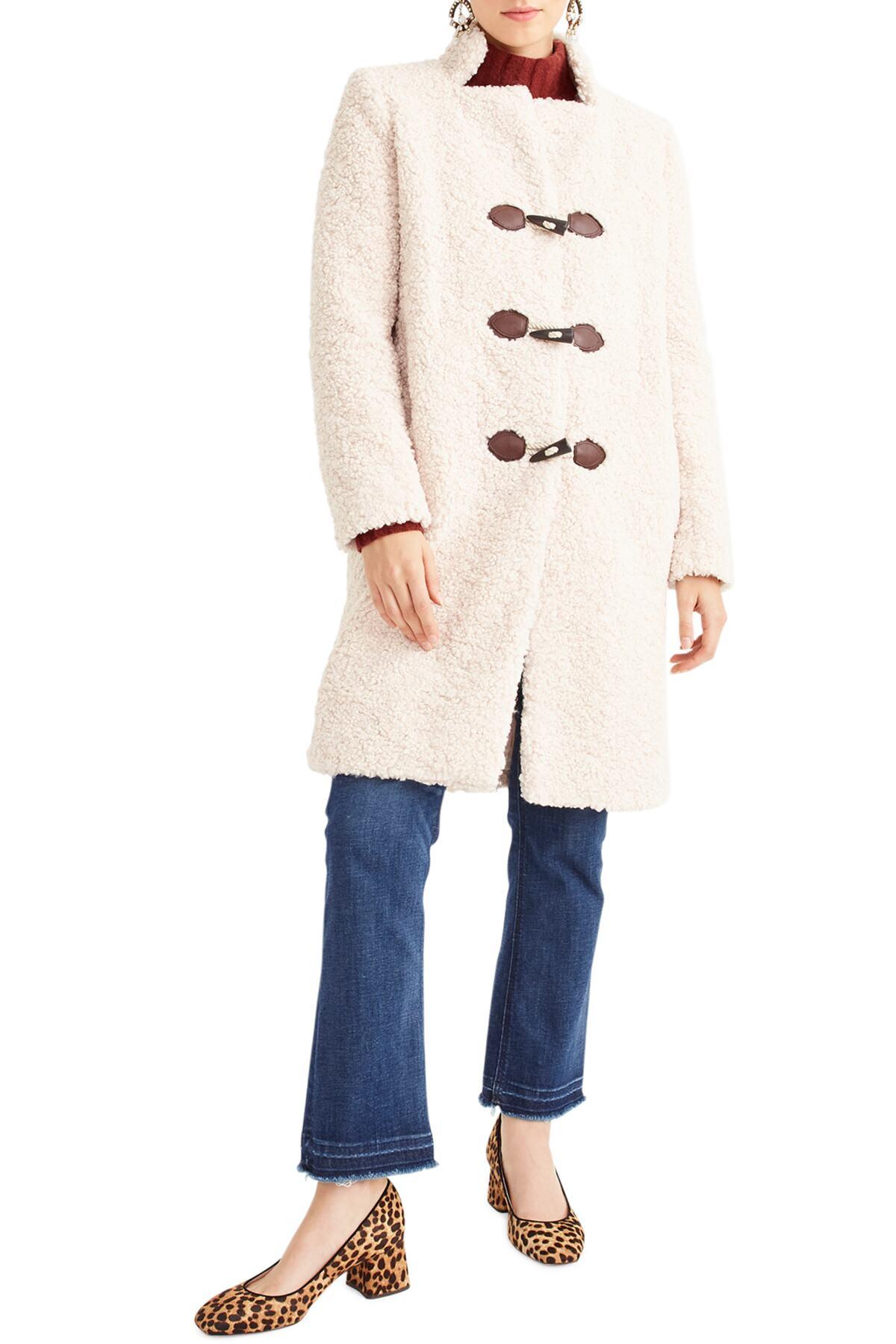 J.Crew Faux Shearling Toggle Coat in Natural - Lyst