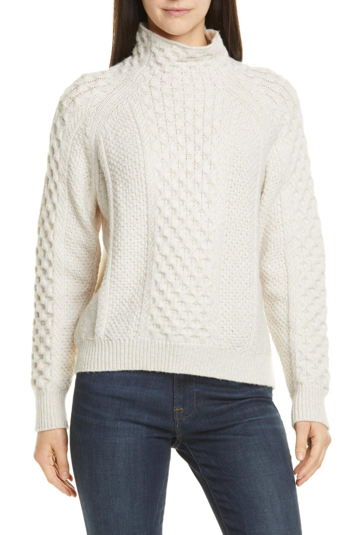 Vince Mixed Cable Wool & Cashmere Blend Sweater in White - Save 60% - Lyst