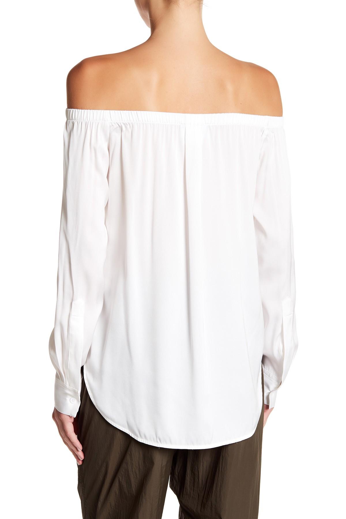 DKNY Offtheshoulder Silk Blend Blouse in White Lyst