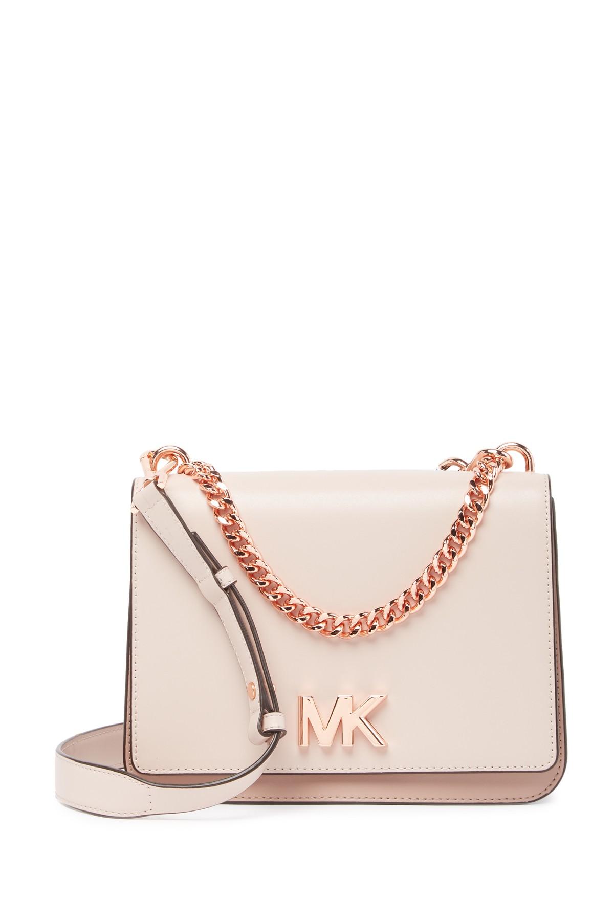 MICHAEL Michael Kors Mott Leather Shoulder Bag in Soft Pink (Pink) - Lyst