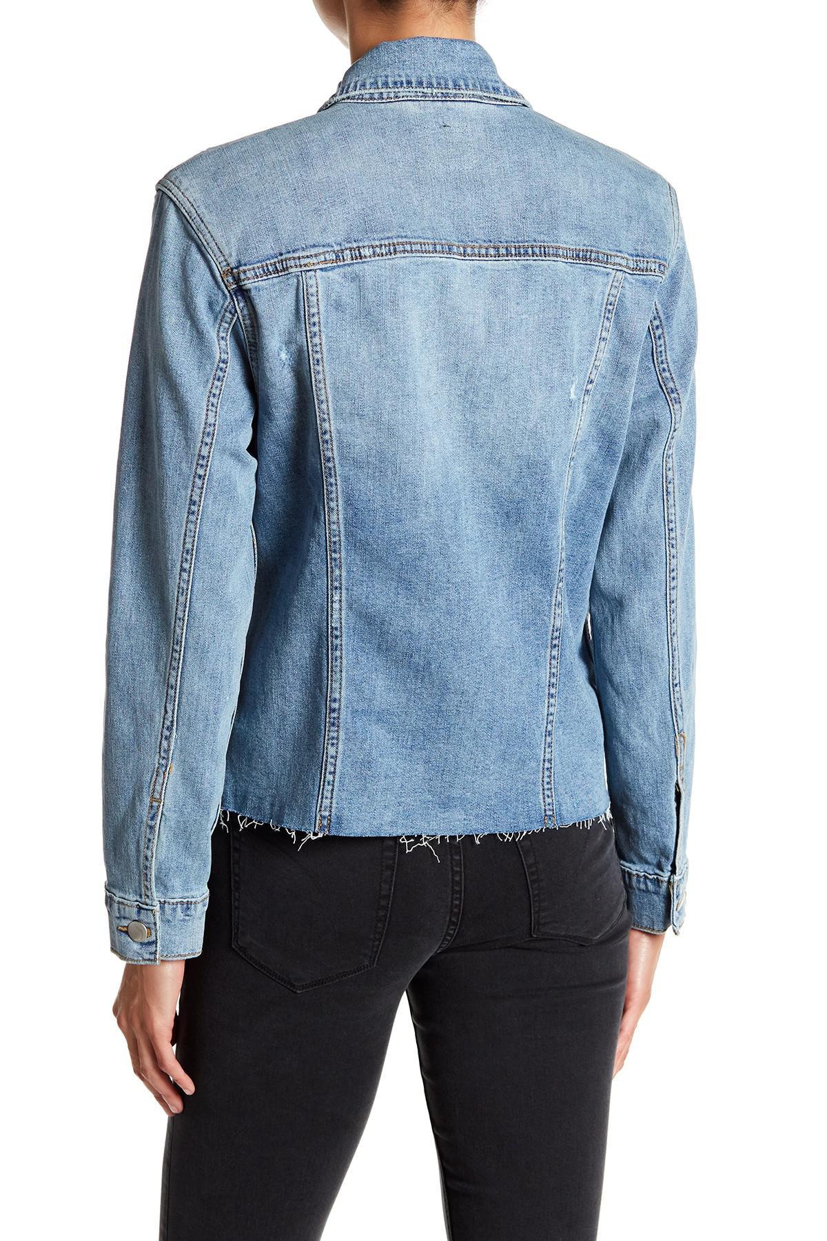 cut off sleeve denim jacket