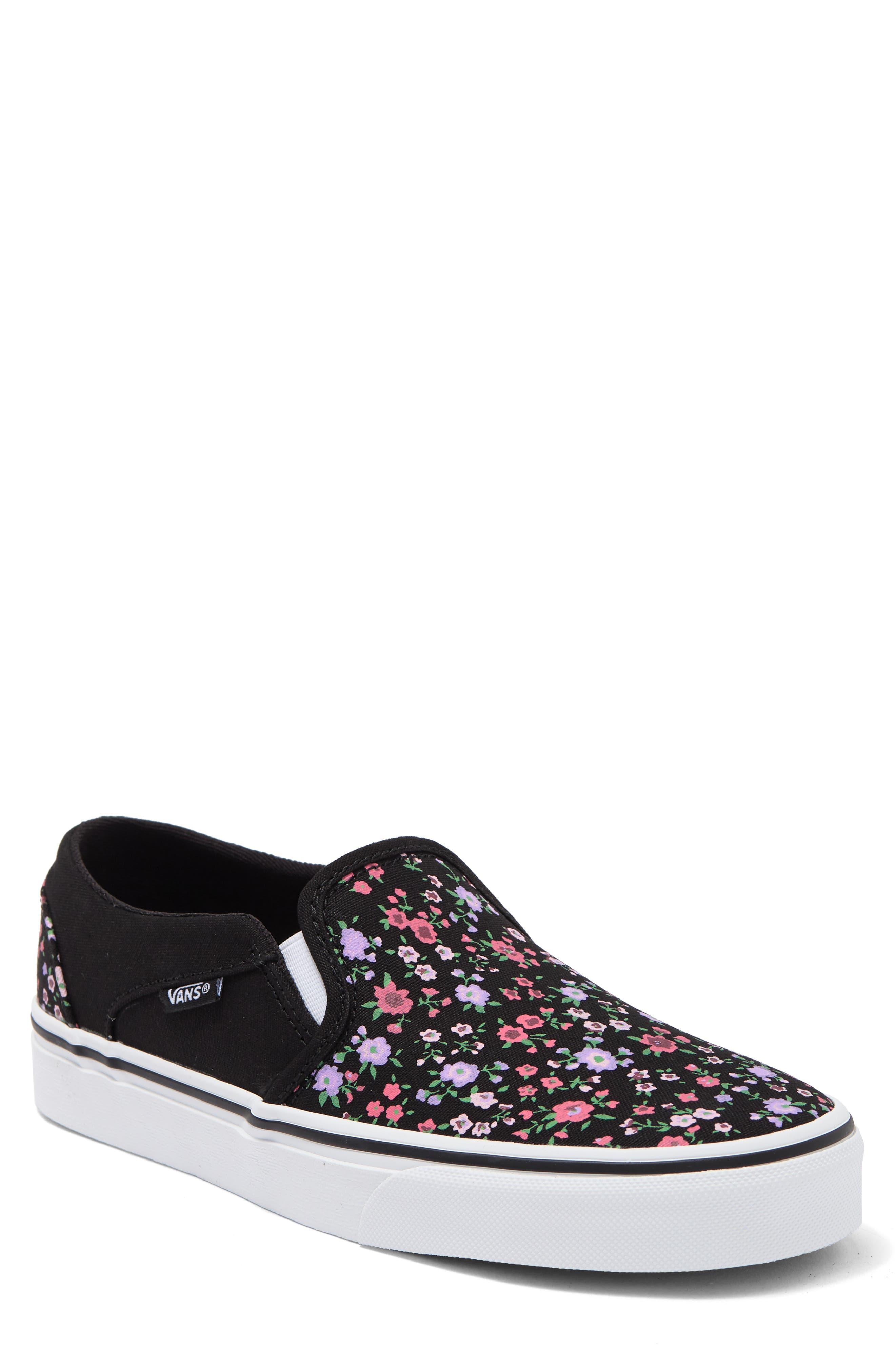 Vans Asher Floral Print Slip-on Sneaker In Ditsy Floral Black/white At  Nordstrom Rack | Lyst