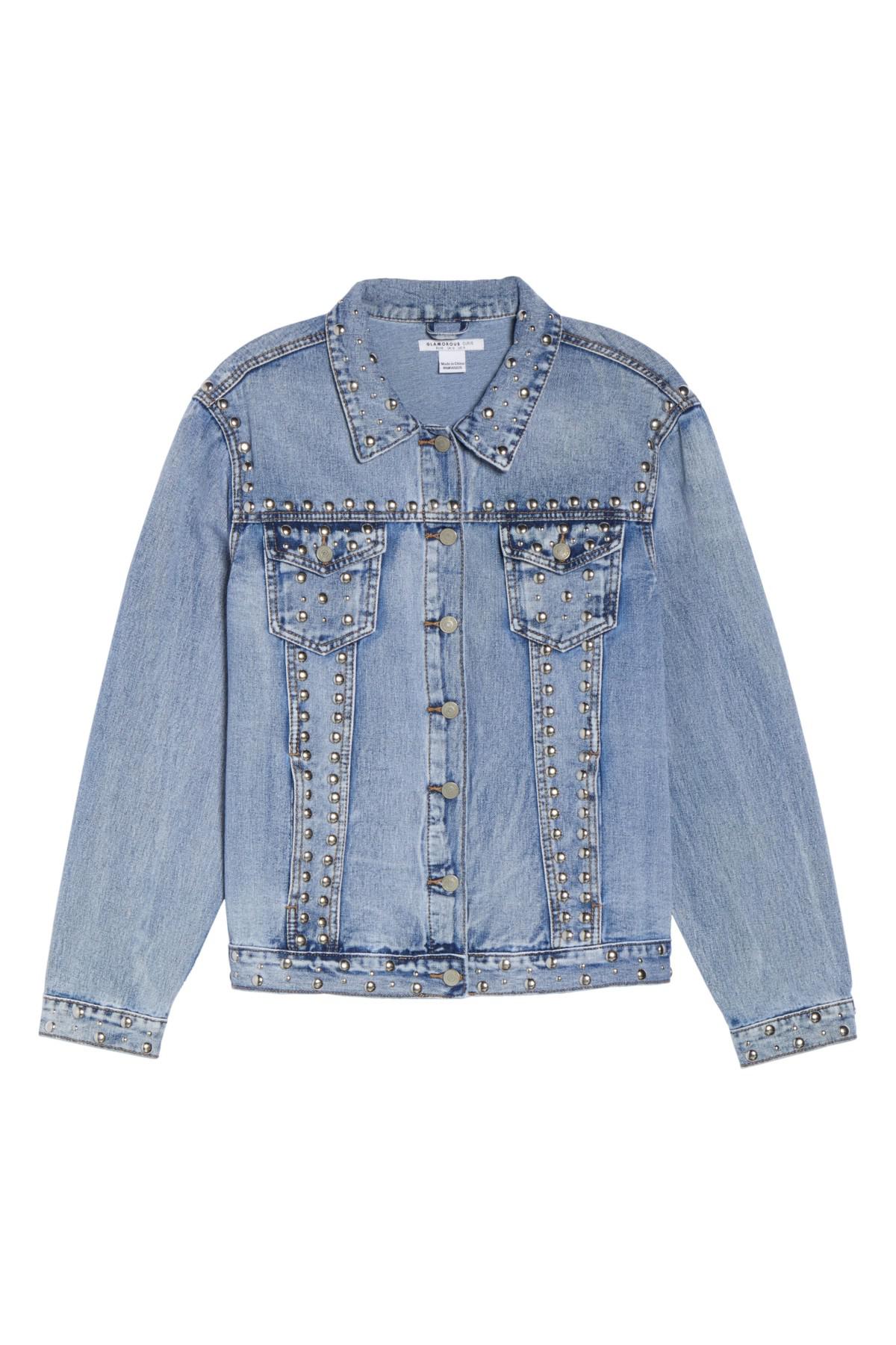 Topshop studded denim jacket cheap
