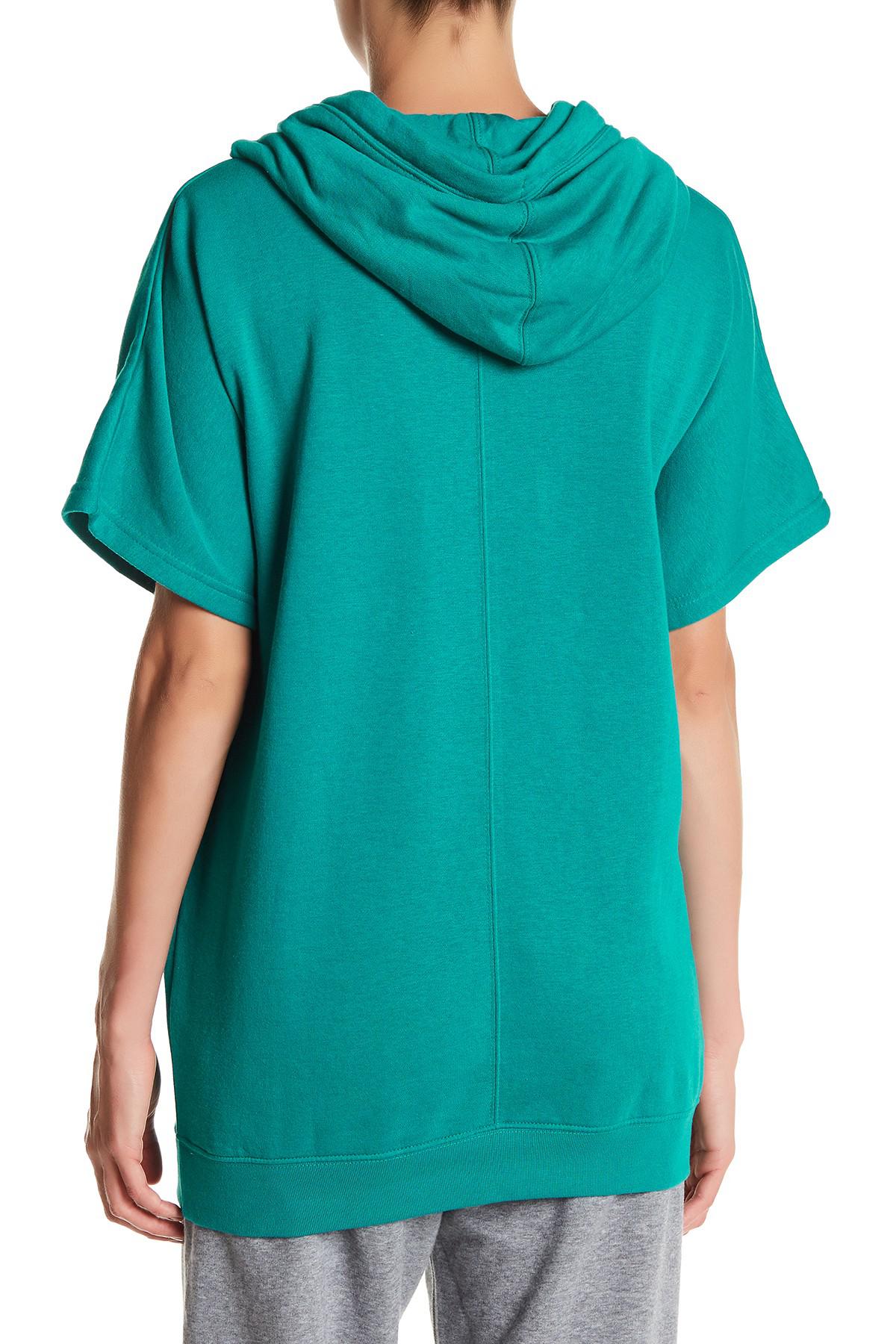 Nike Short Sleeve Fleece Hoodie in Blue - Lyst